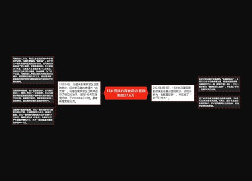 13岁男孩右肾被误切 医院赔偿27.6万