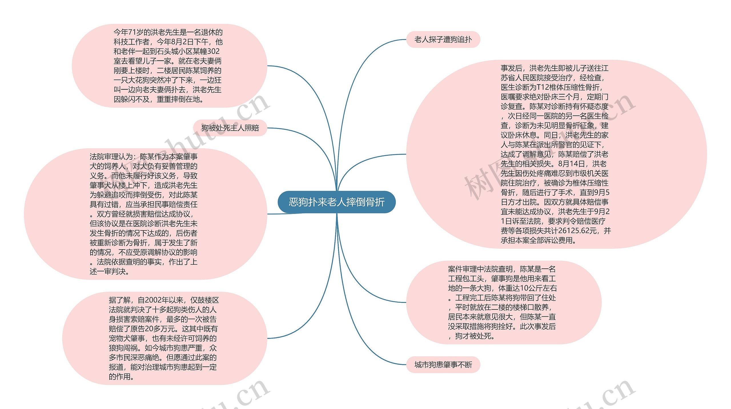 恶狗扑来老人摔倒骨折思维导图