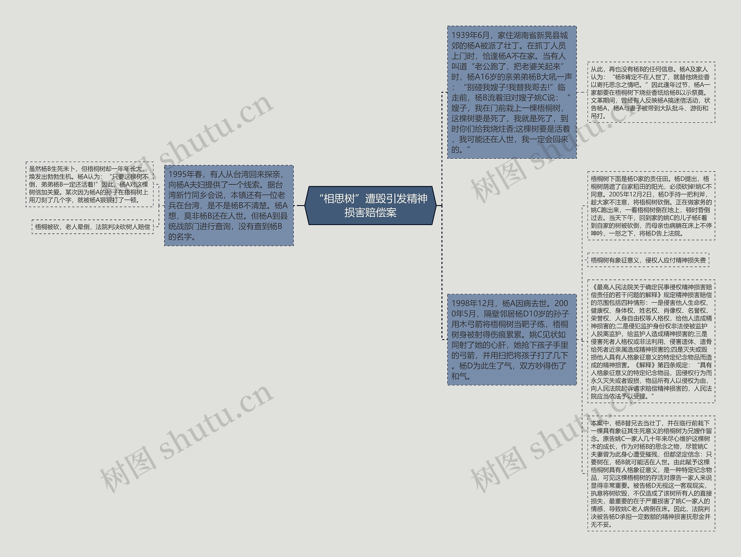 “相思树”遭毁引发精神损害赔偿案思维导图