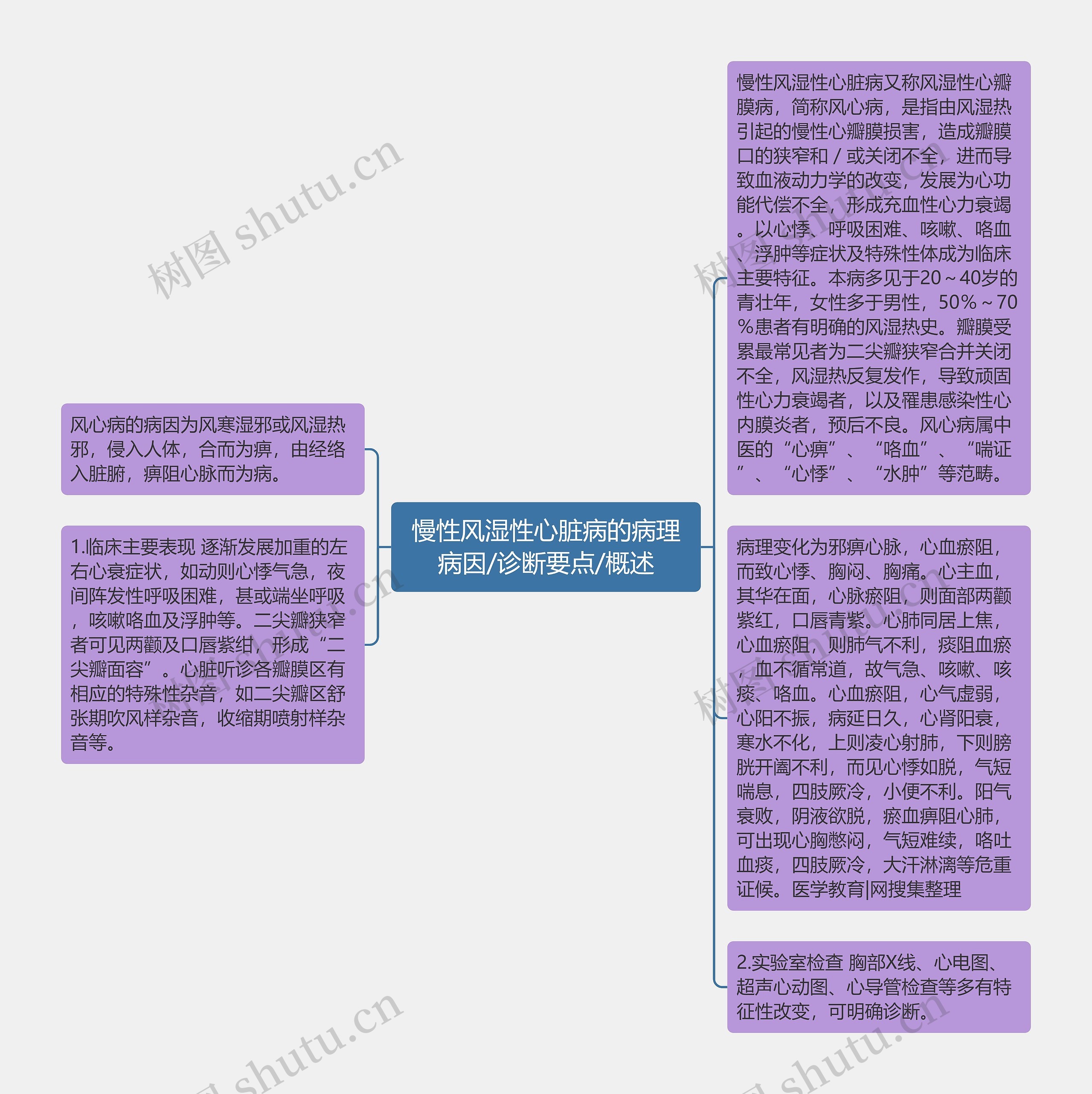 慢性风湿性心脏病的病理病因/诊断要点/概述思维导图