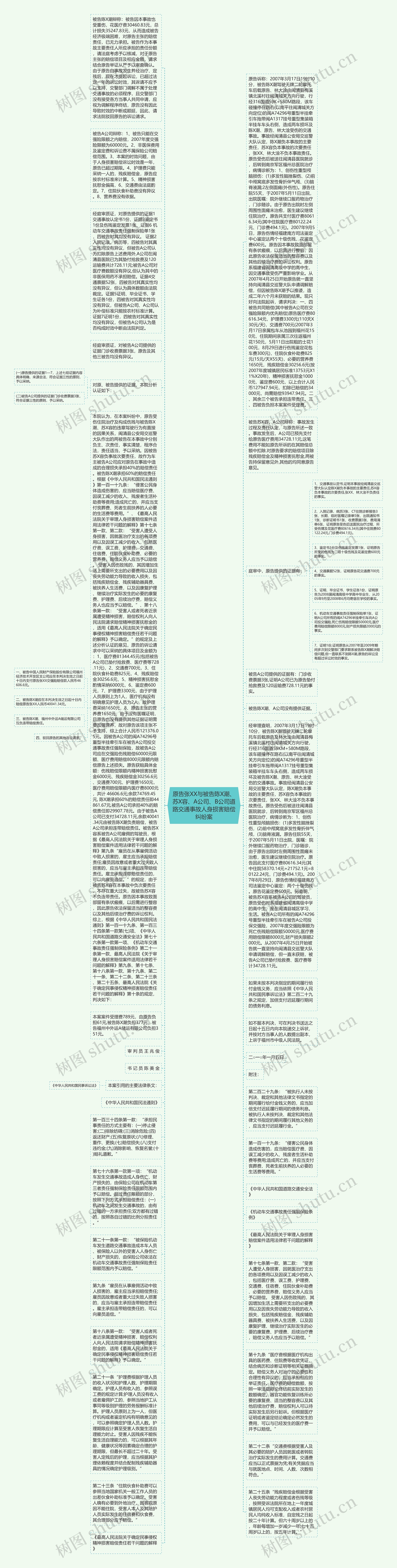 原告张XX与被告陈X潮、苏X容、A公司、B公司道路交通事故人身损害赔偿纠纷案思维导图