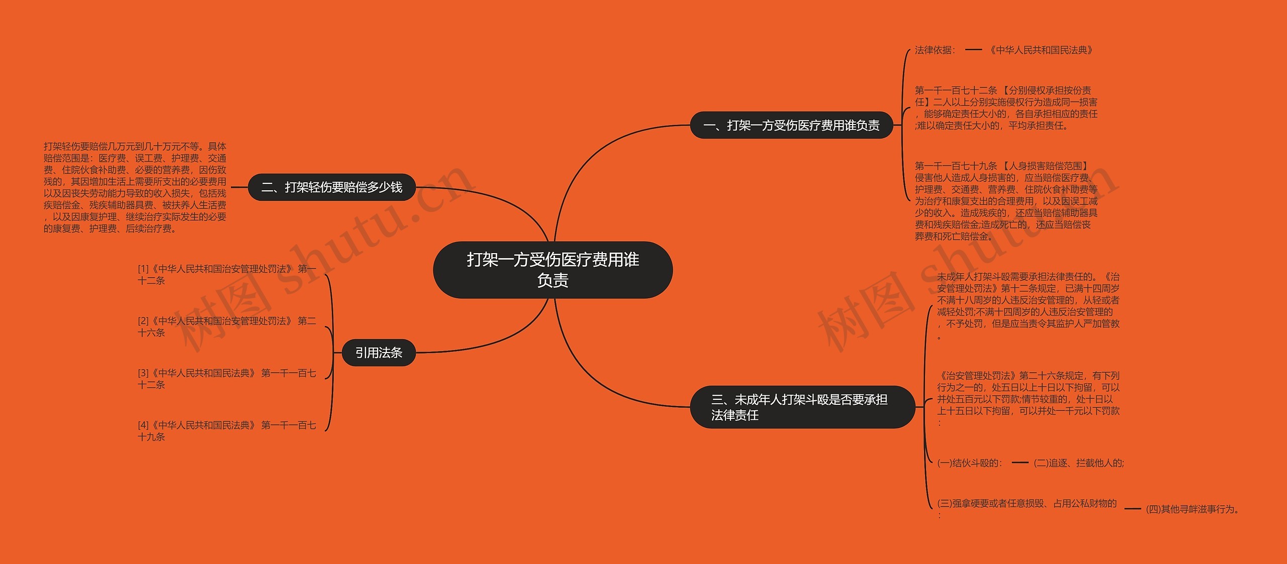 打架一方受伤医疗费用谁负责思维导图