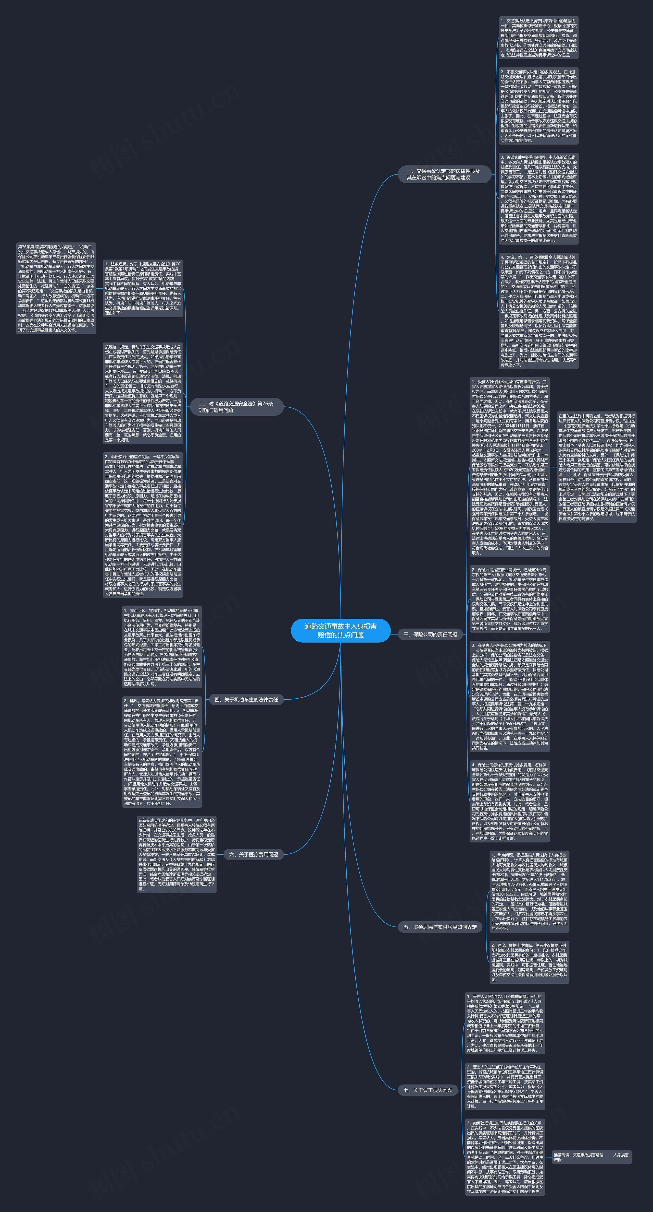 道路交通事故中人身损害赔偿的焦点问题思维导图