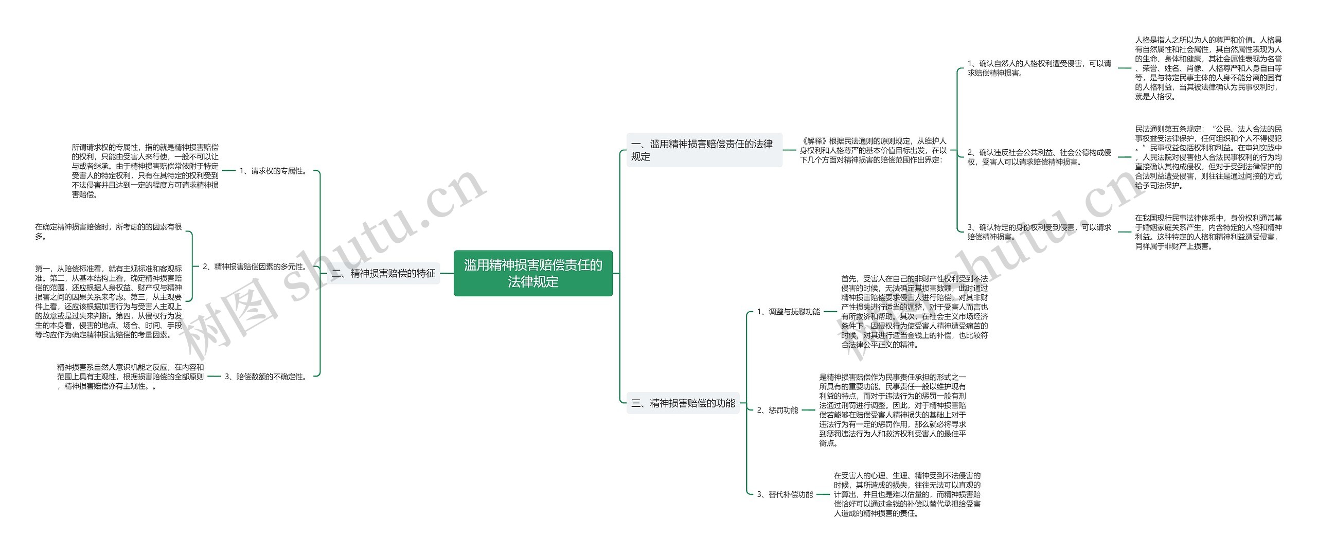 滥用精神损害赔偿责任的法律规定思维导图