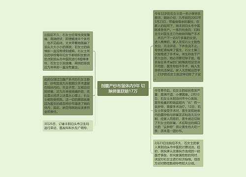 剖腹产纱布留体内9年 切除卵巢获赔17万