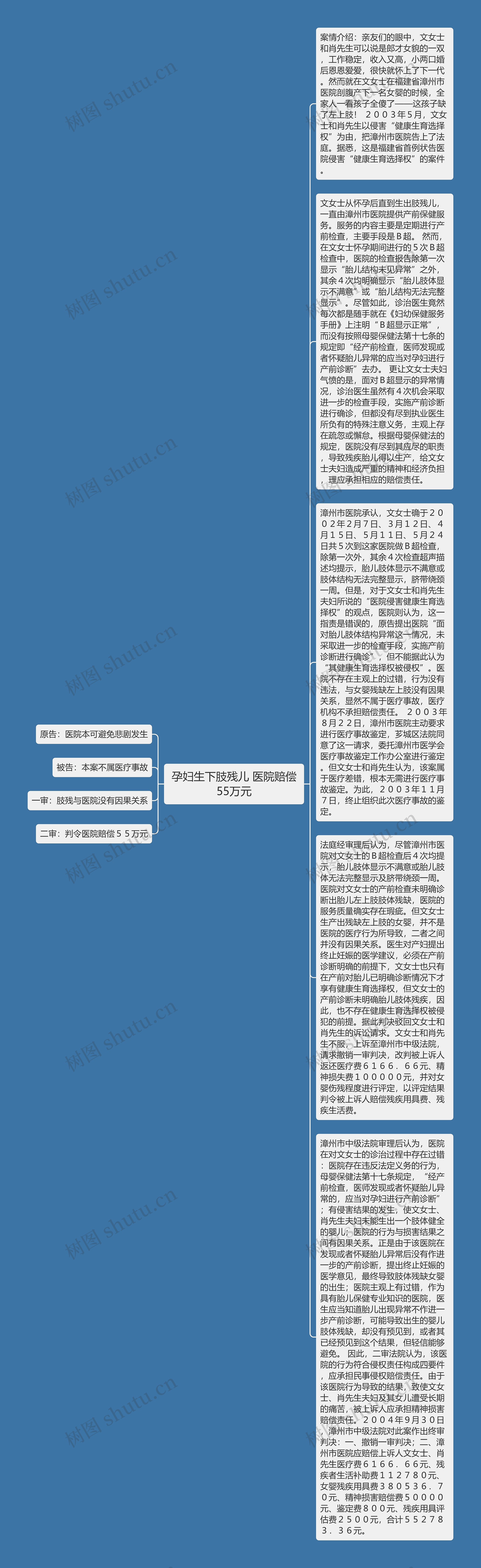 孕妇生下肢残儿 医院赔偿55万元思维导图