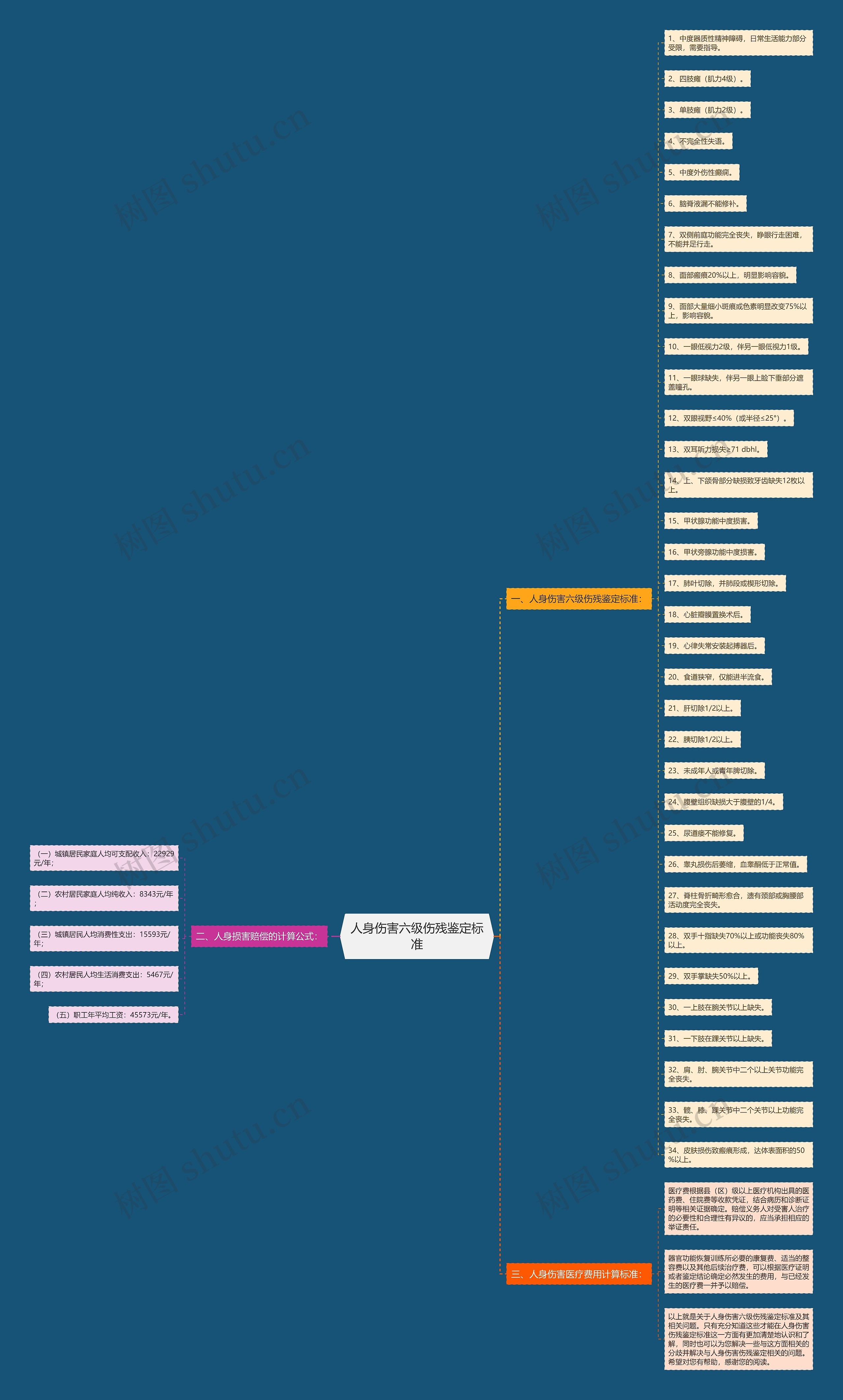 人身伤害六级伤残鉴定标准思维导图