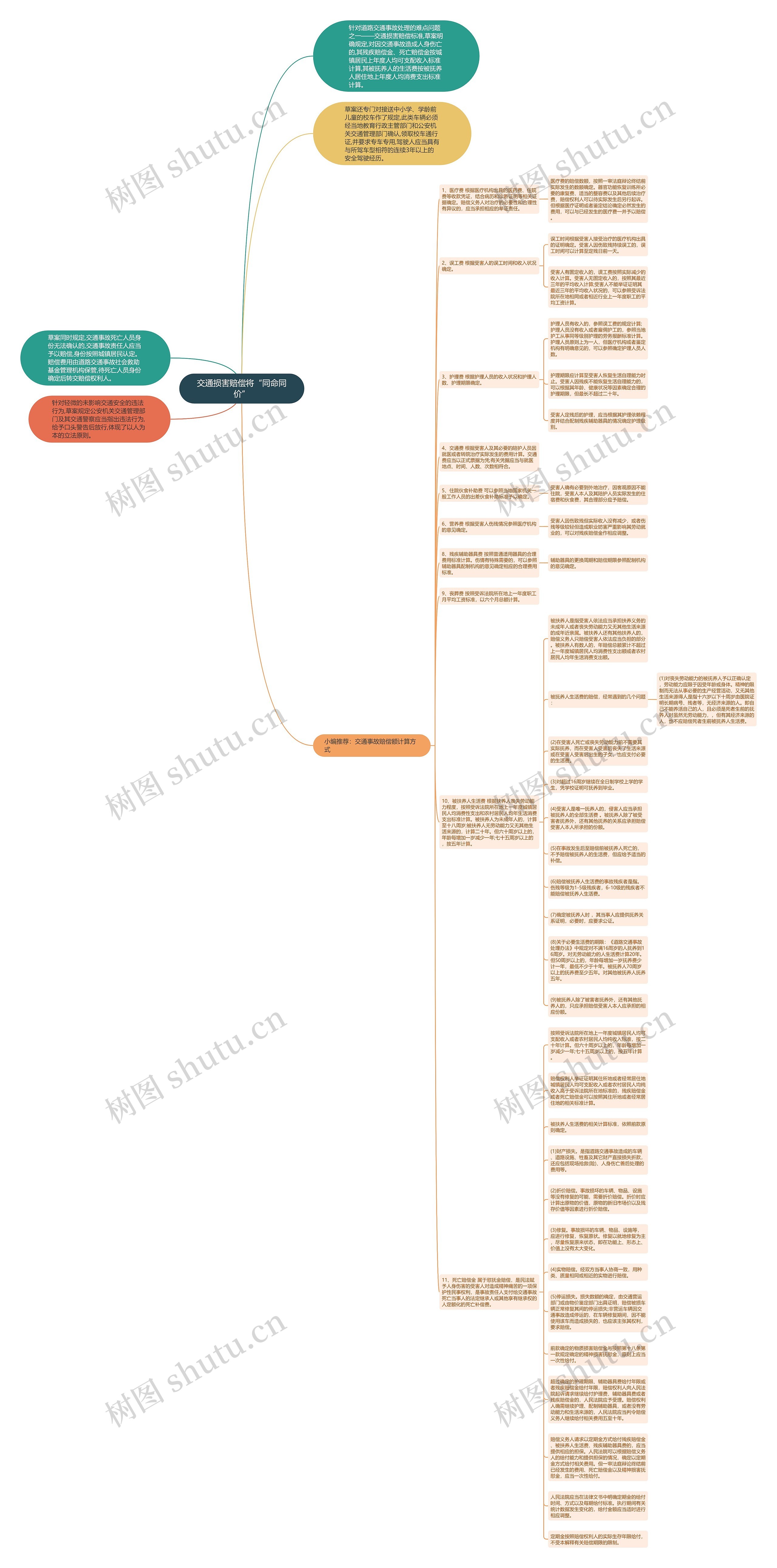 交通损害赔偿将“同命同价”思维导图