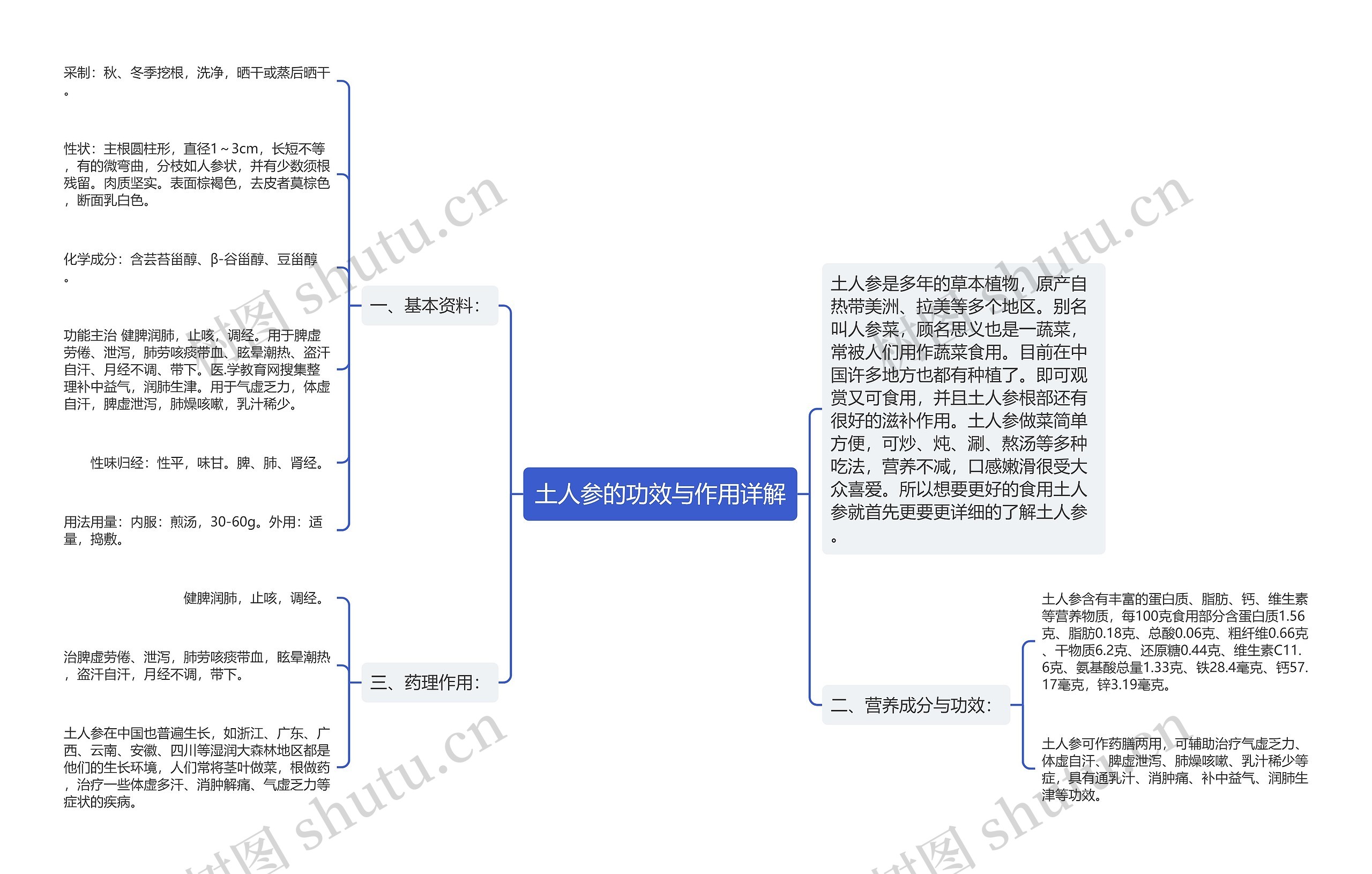 土人参的功效与作用详解思维导图