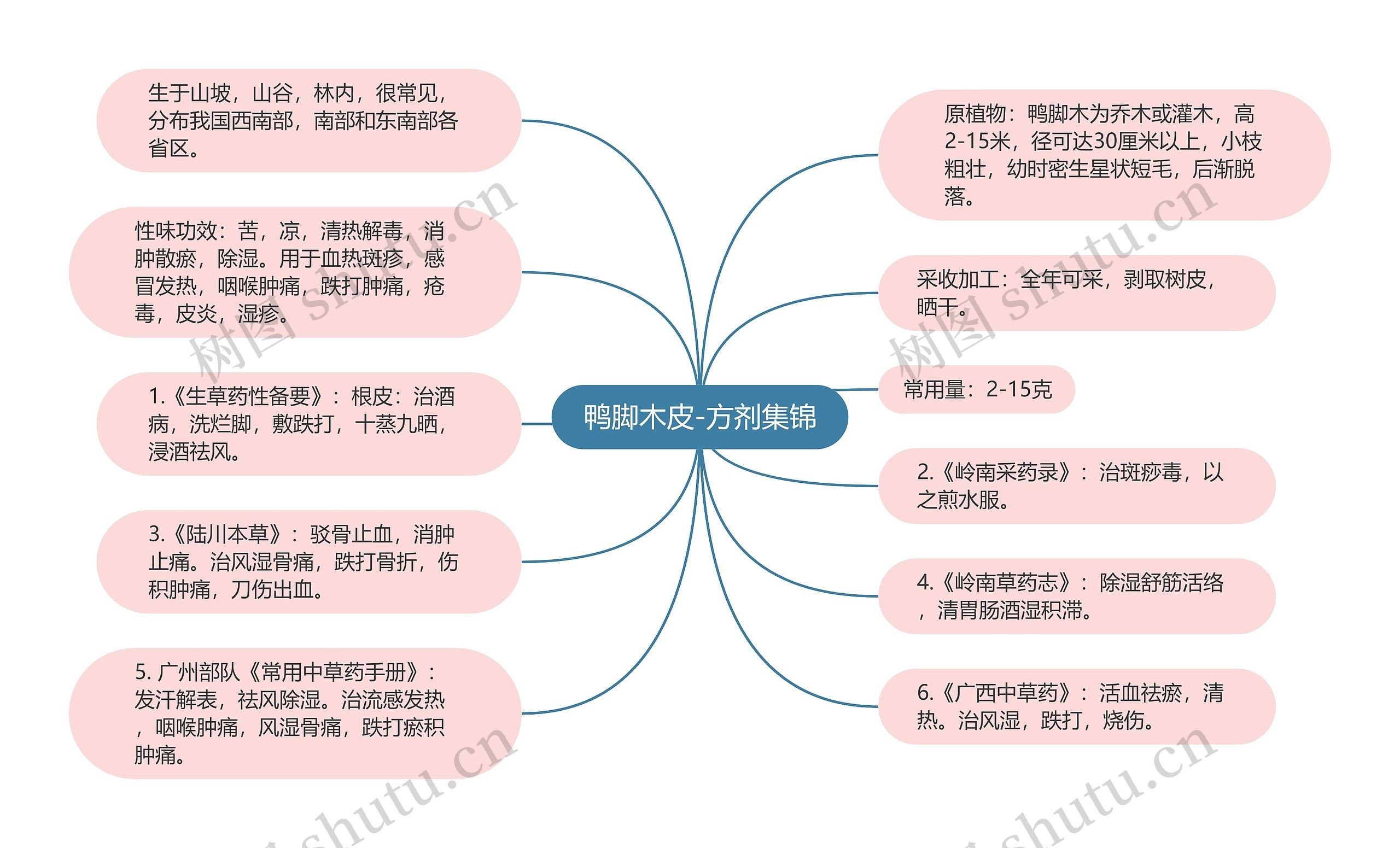 鸭脚木皮-方剂集锦思维导图