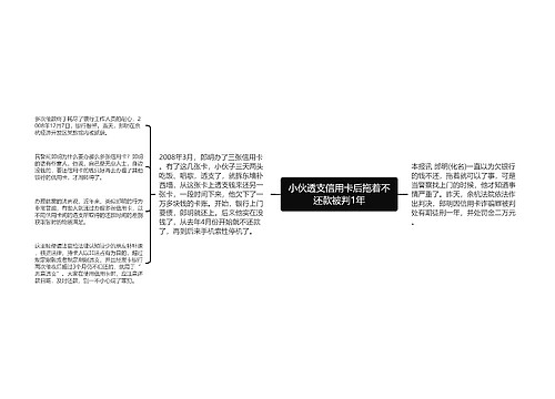 小伙透支信用卡后拖着不还款被判1年