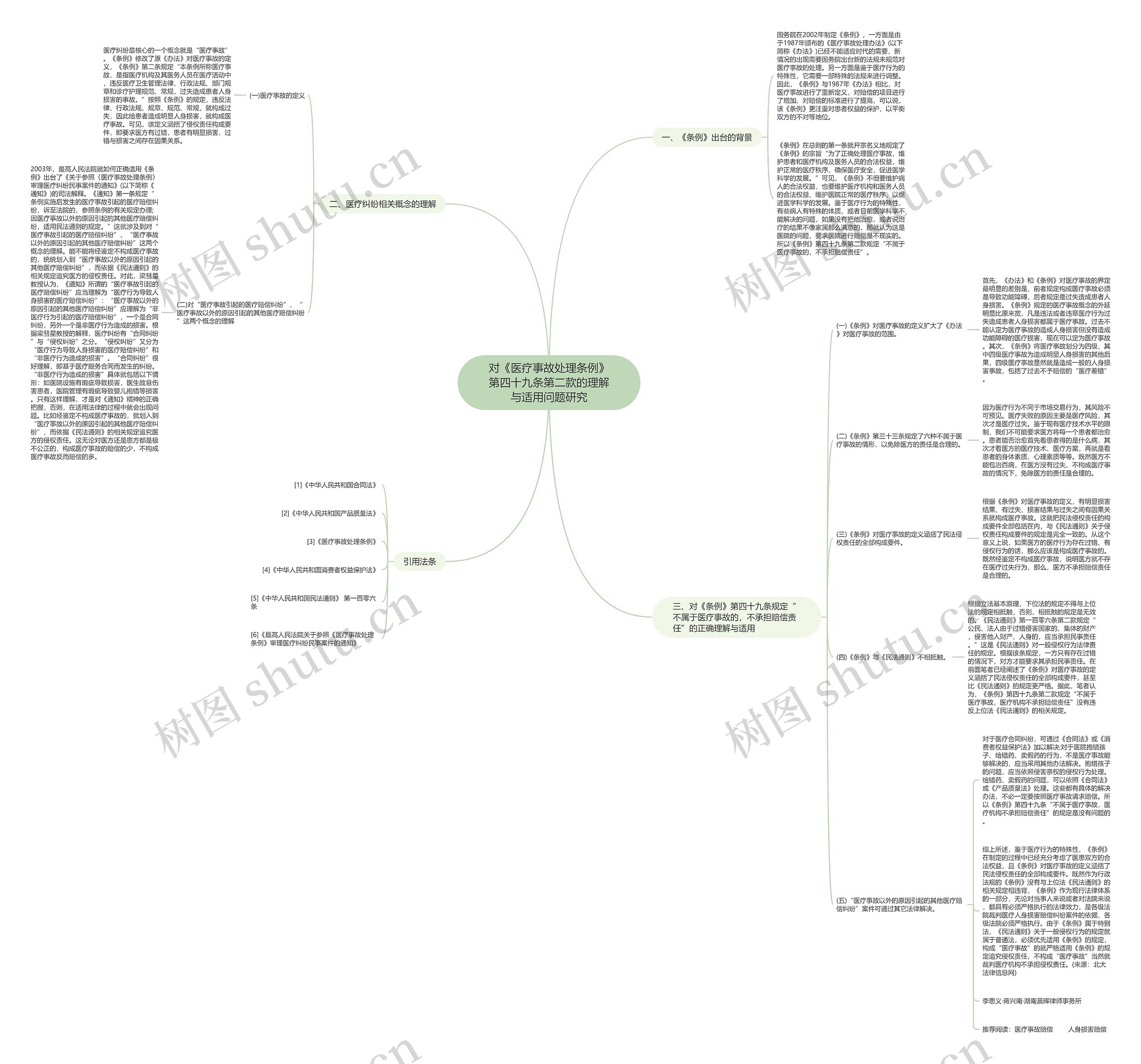对《医疗事故处理条例》第四十九条第二款的理解与适用问题研究思维导图