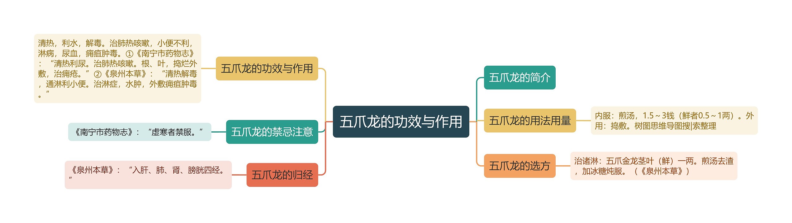 五爪龙的功效与作用思维导图