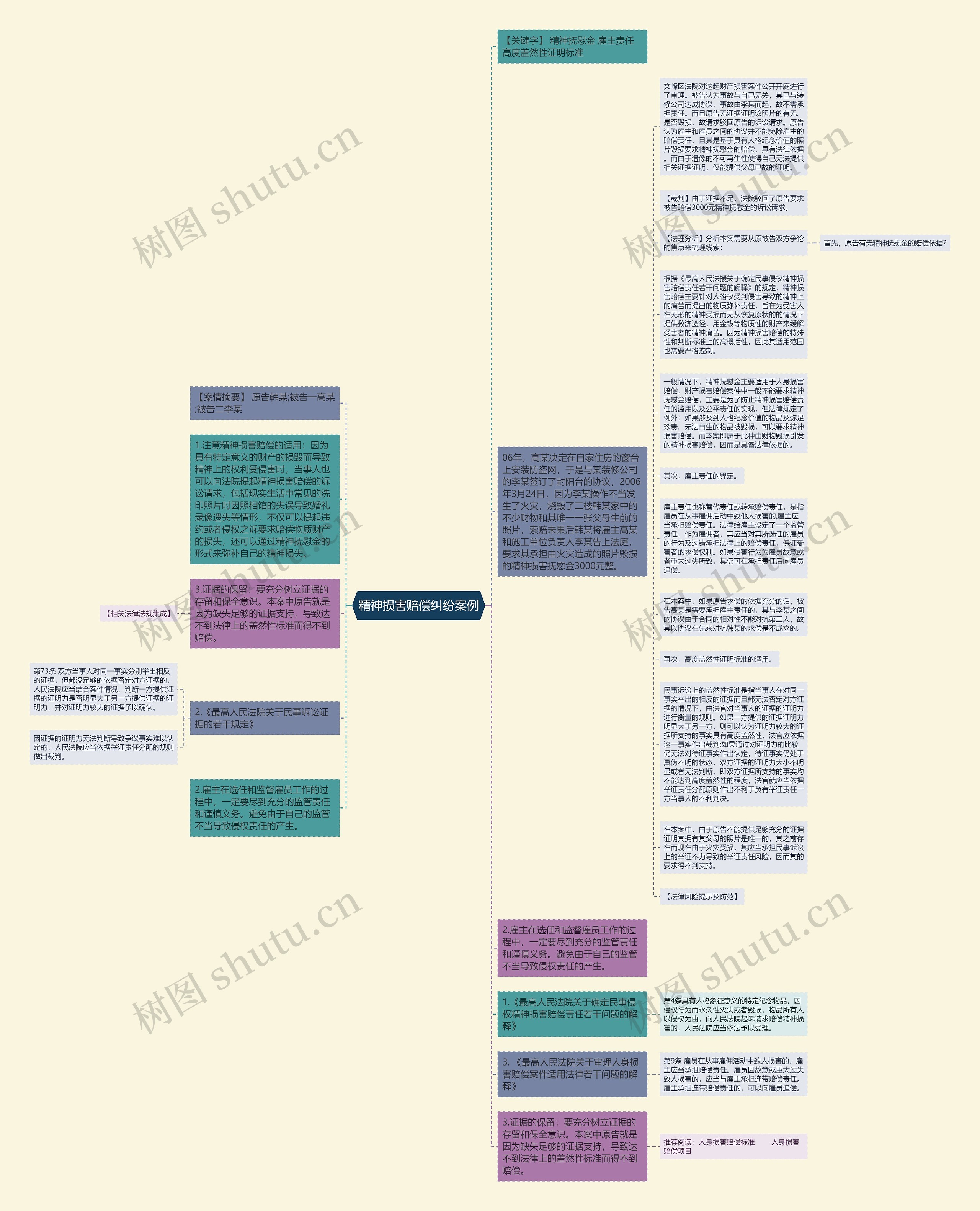 精神损害赔偿纠纷案例思维导图