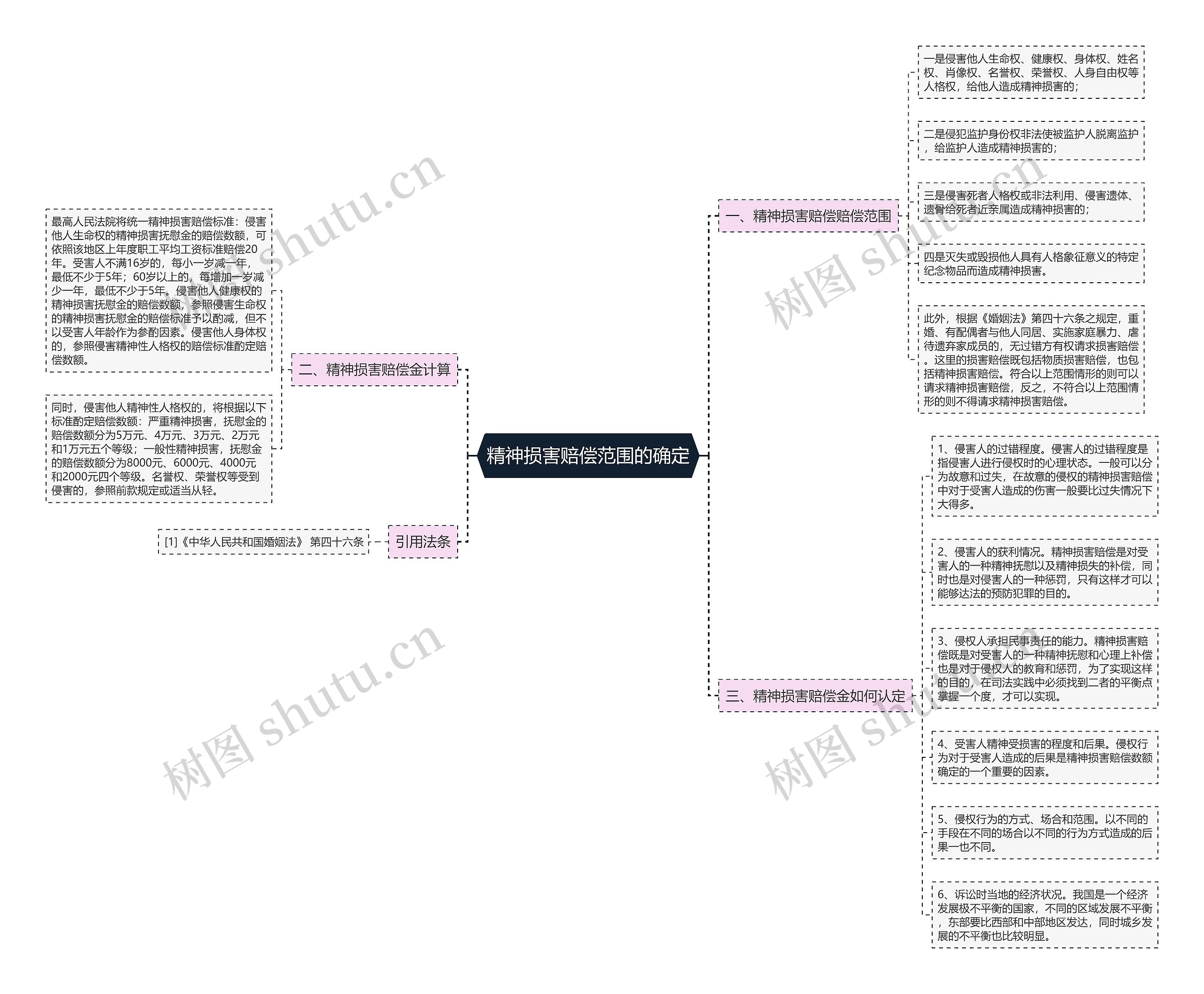 精神损害赔偿范围的确定思维导图