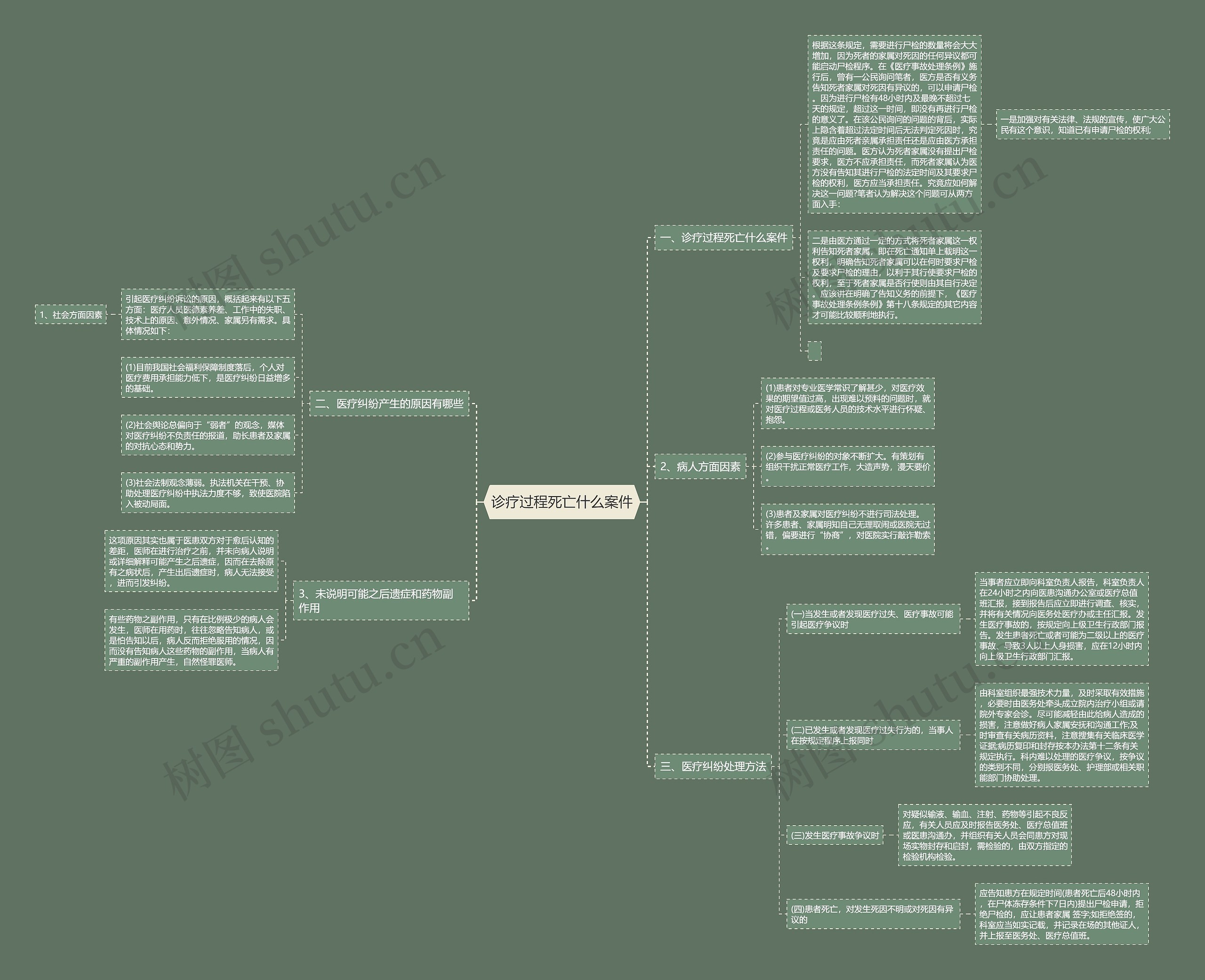 诊疗过程死亡什么案件思维导图