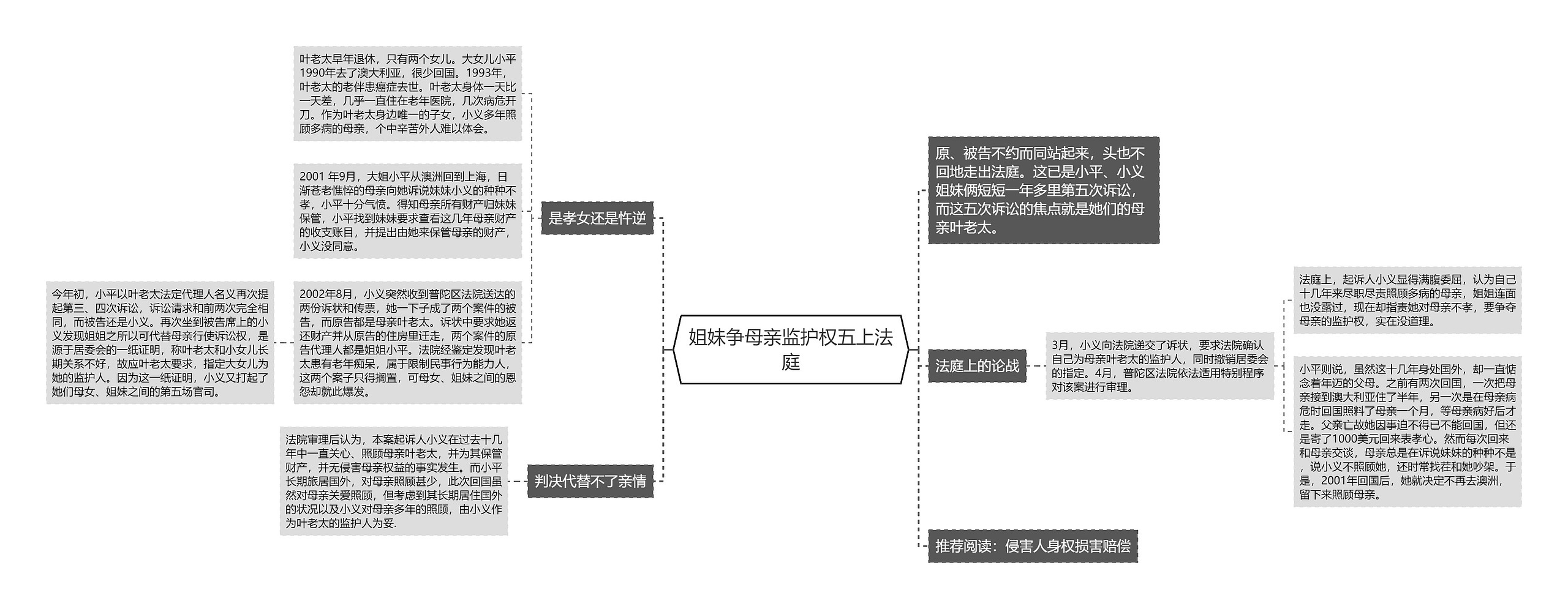 姐妹争母亲监护权五上法庭思维导图