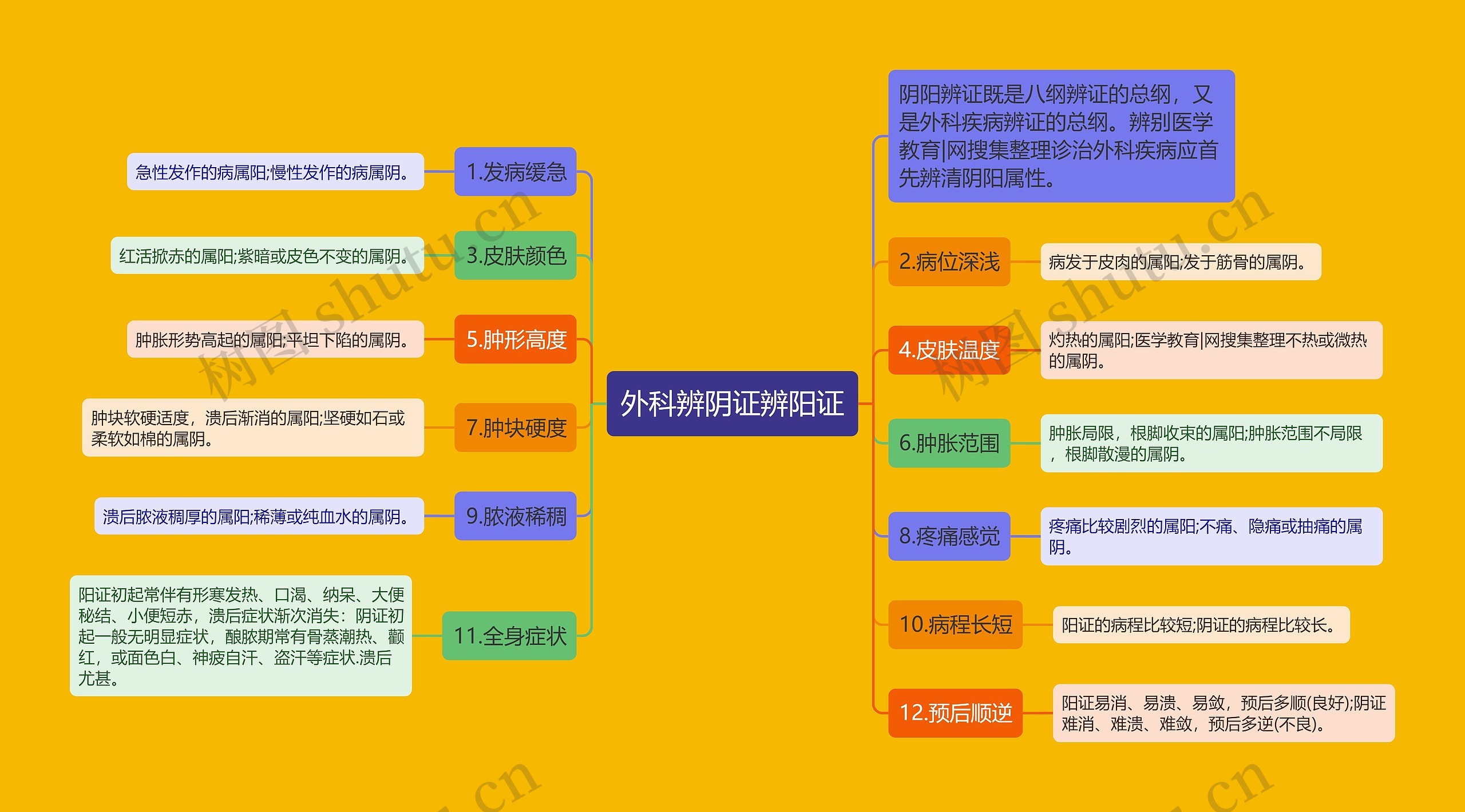 外科辨阴证辨阳证思维导图