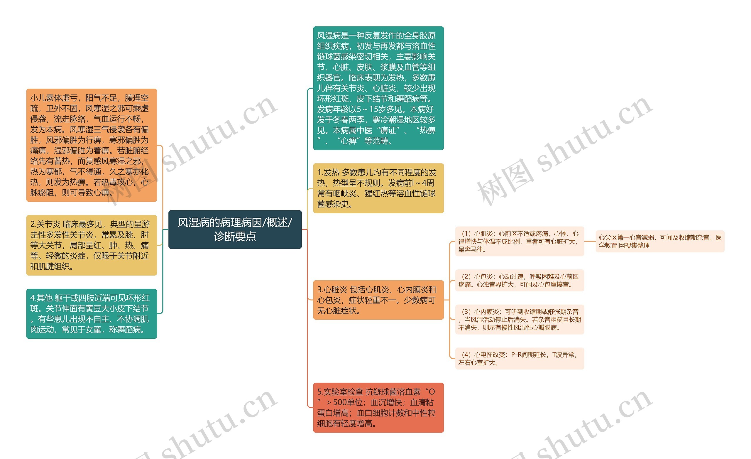 风湿病的病理病因/概述/诊断要点思维导图