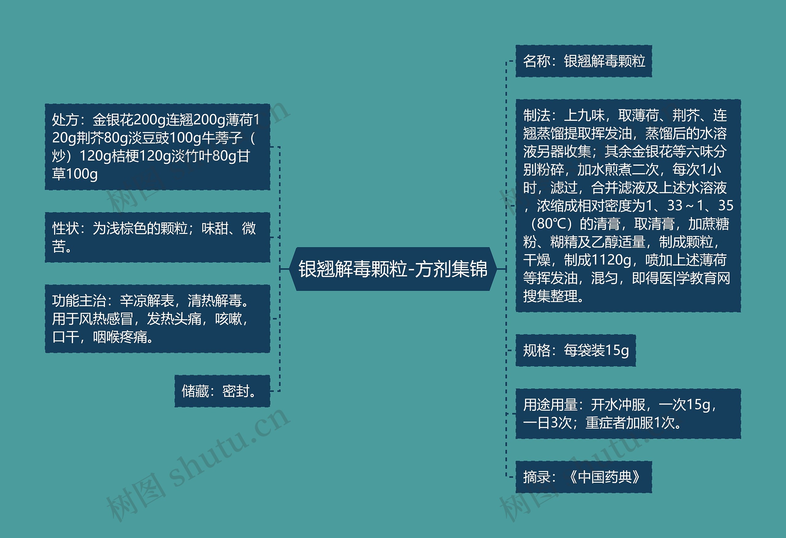 银翘解毒颗粒-方剂集锦思维导图