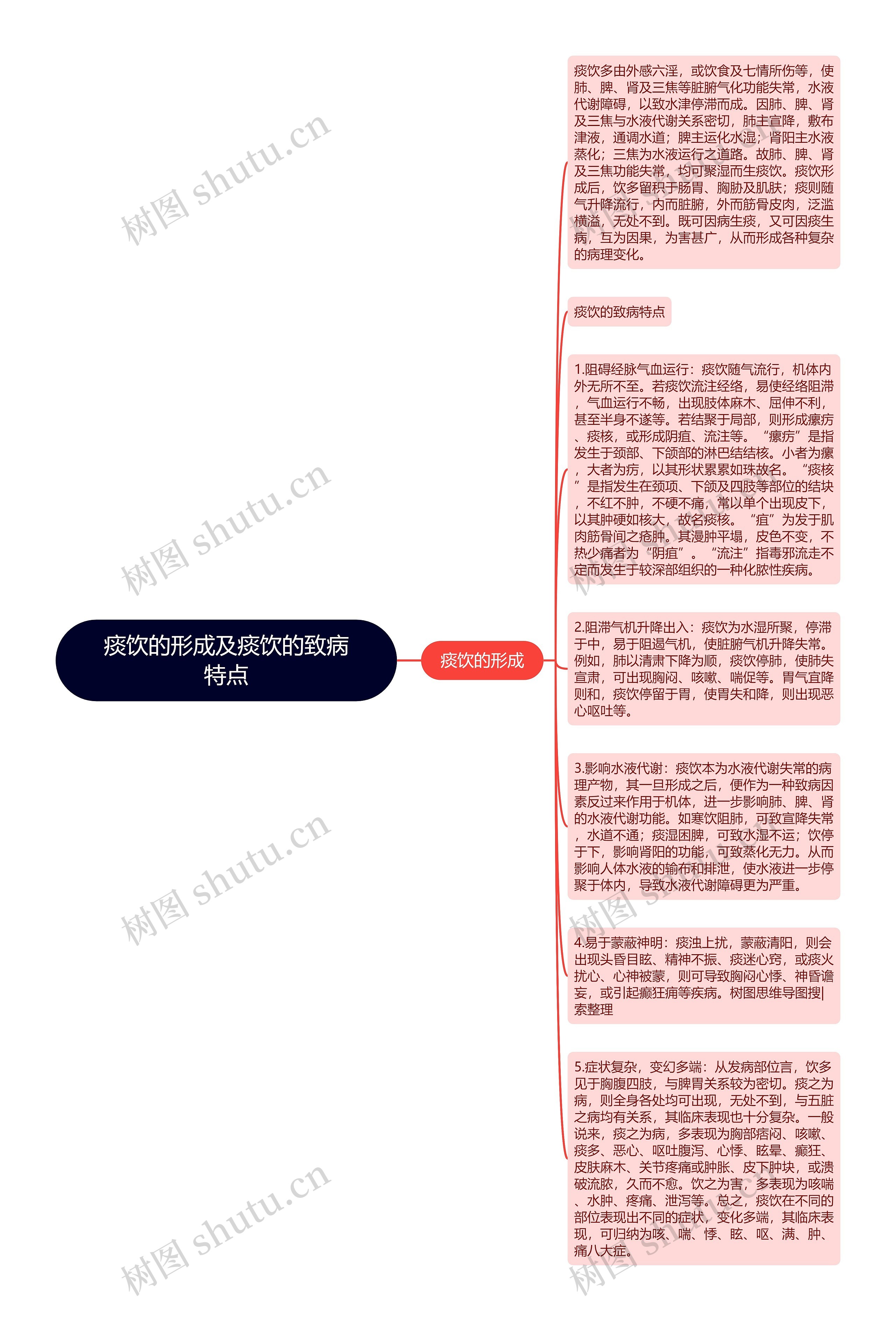 痰饮的形成及痰饮的致病特点思维导图