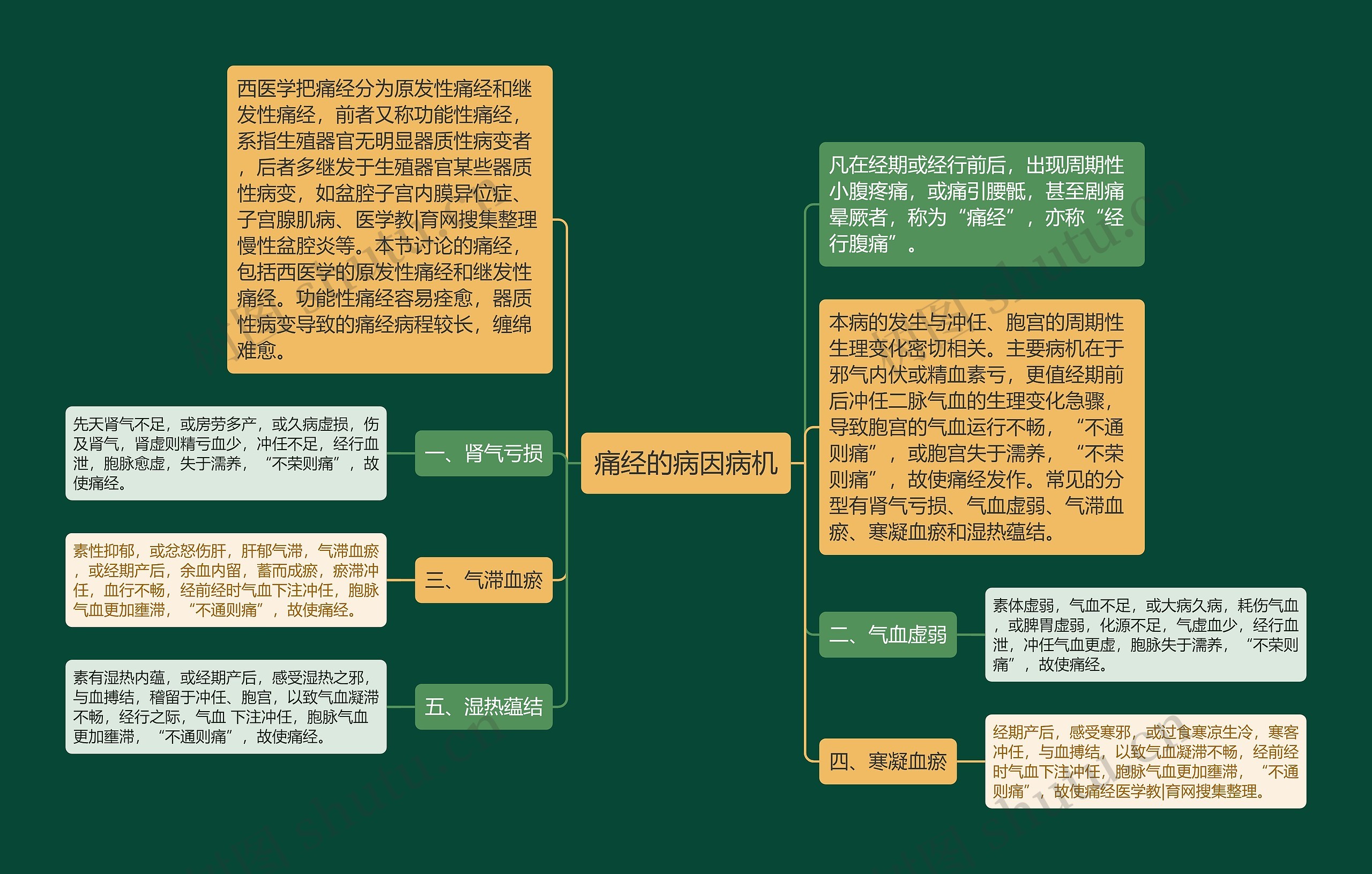 痛经的病因病机思维导图