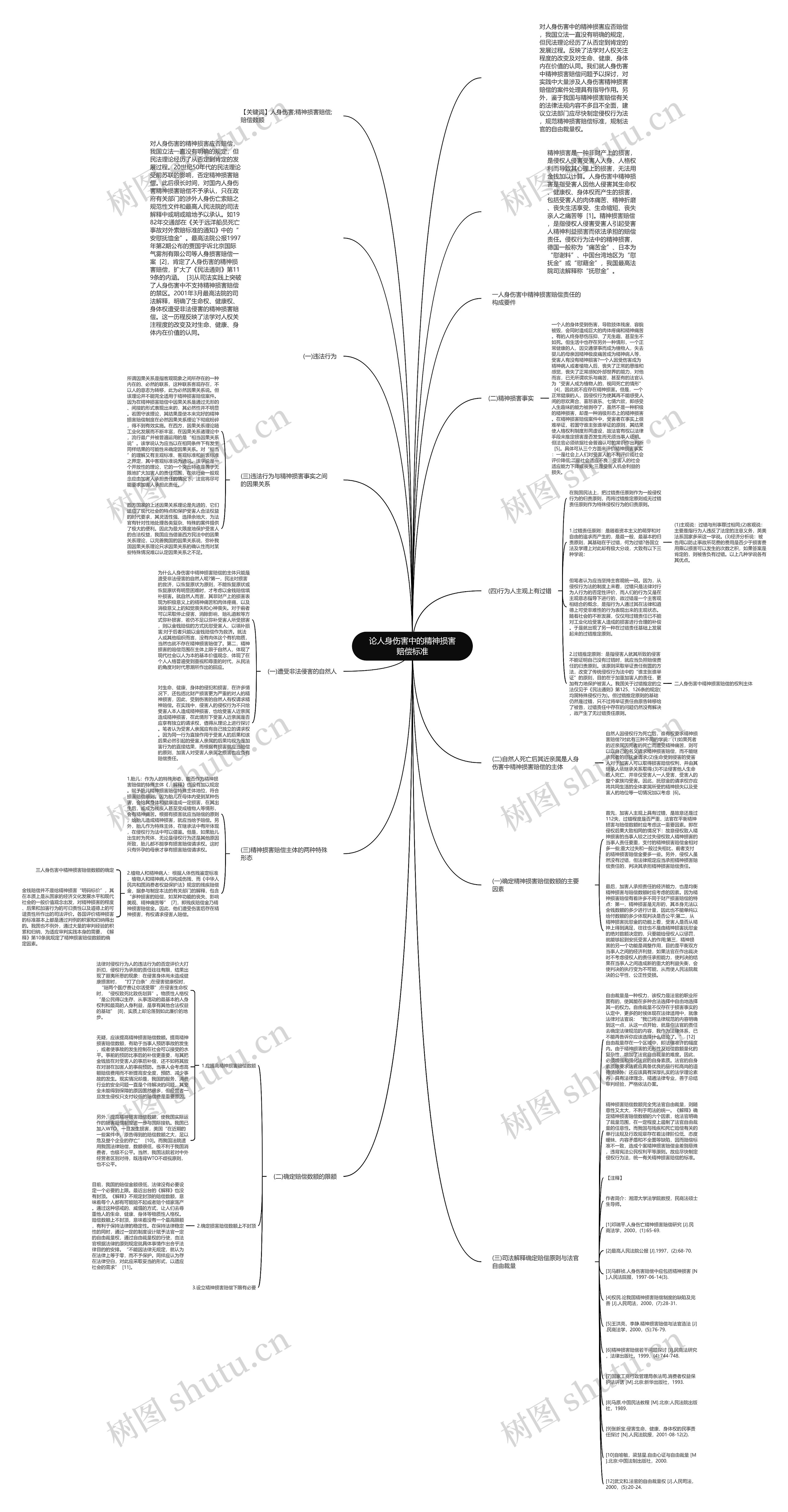 论人身伤害中的精神损害赔偿标准思维导图