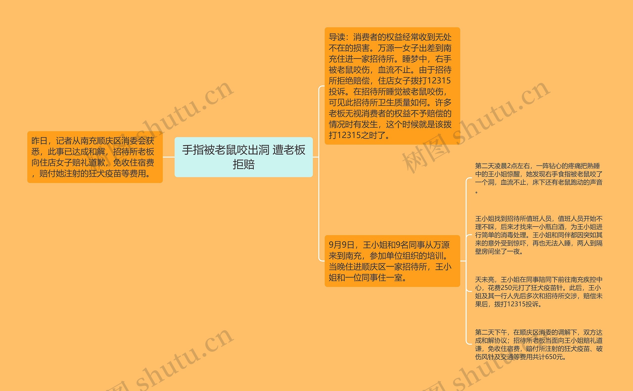 手指被老鼠咬出洞 遭老板拒赔思维导图