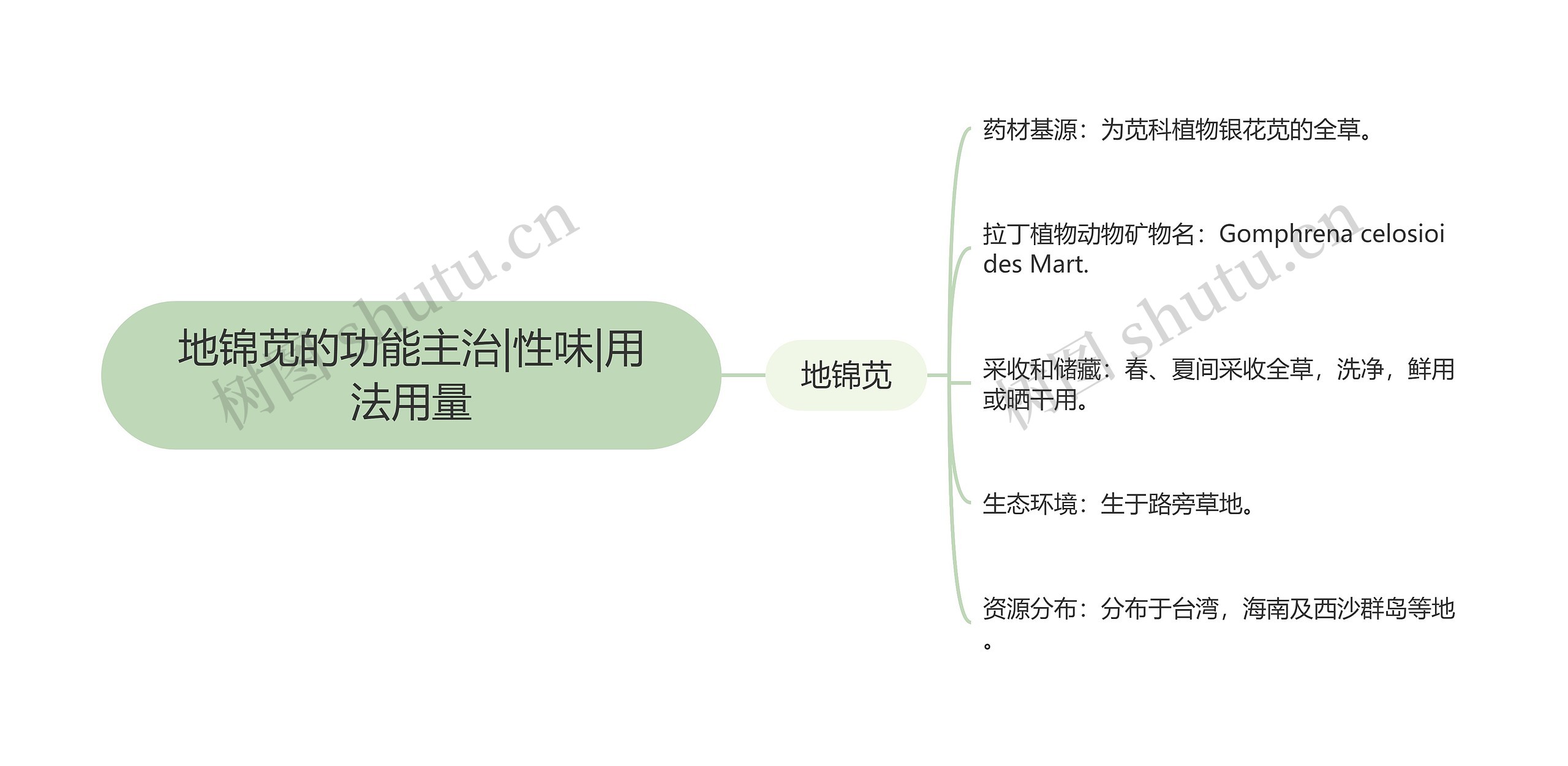 地锦苋的功能主治|性味|用法用量思维导图