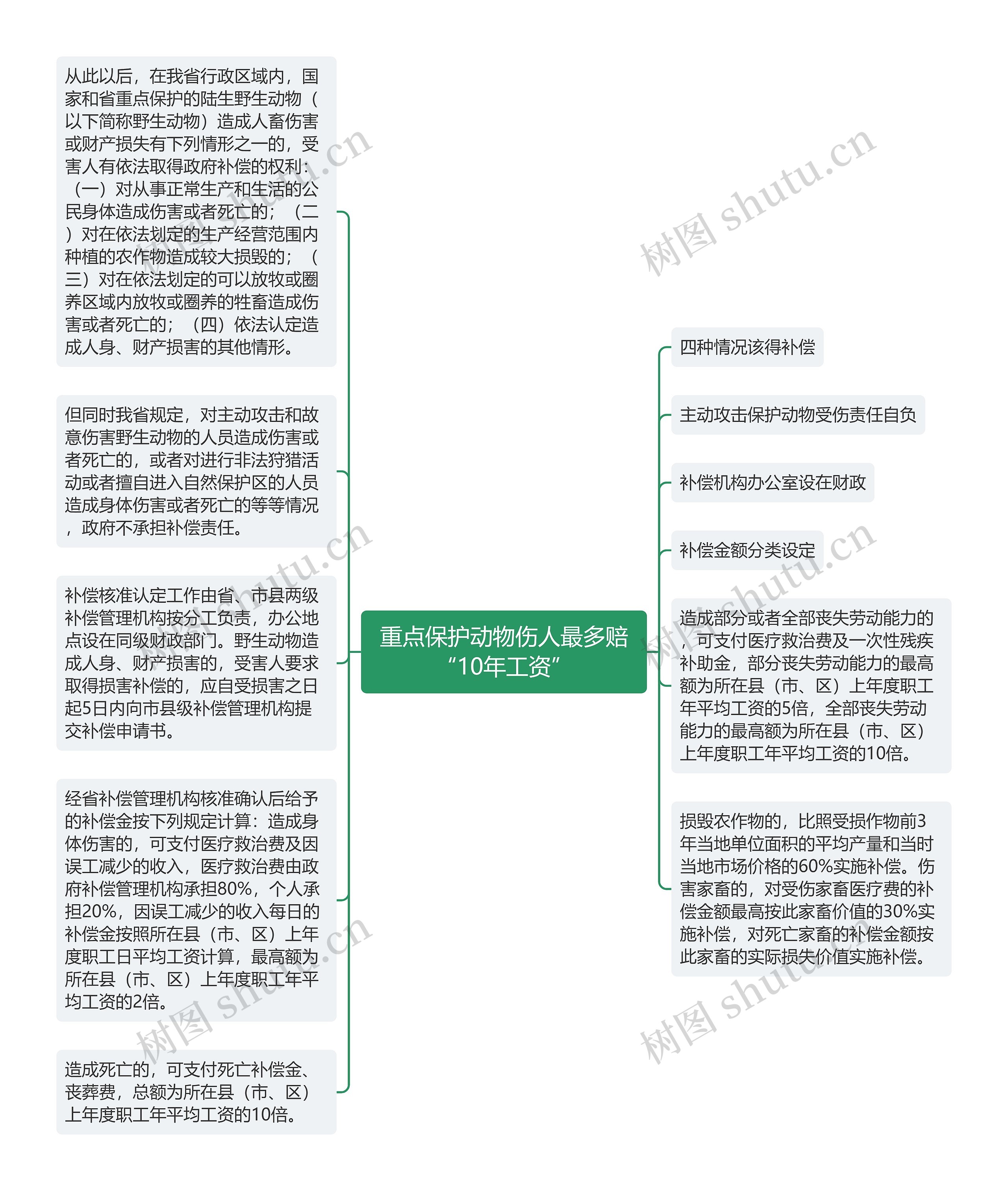 重点保护动物伤人最多赔“10年工资”思维导图