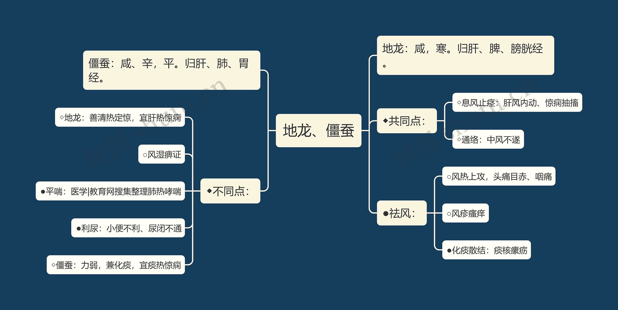 地龙、僵蚕思维导图