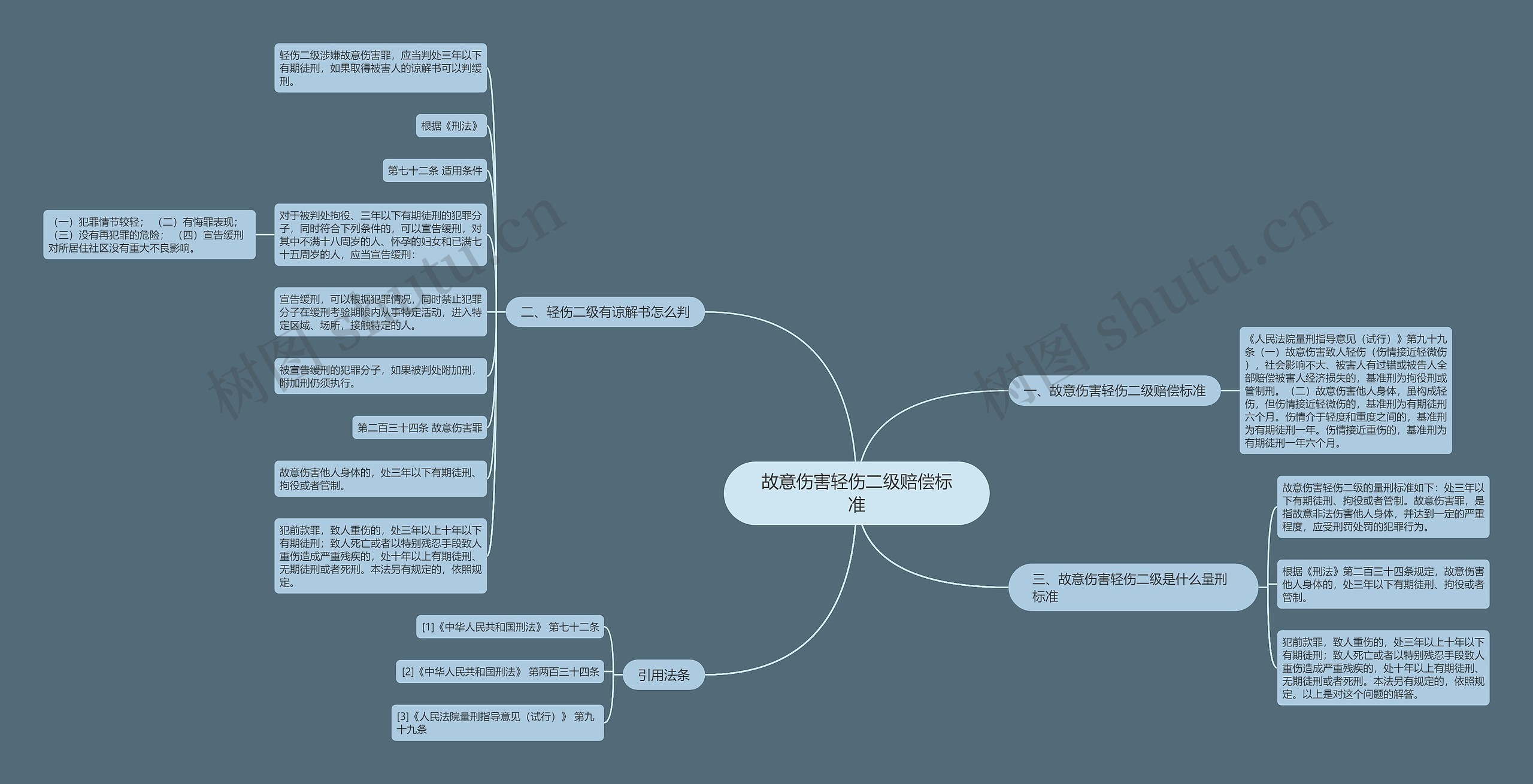 故意伤害轻伤二级赔偿标准思维导图