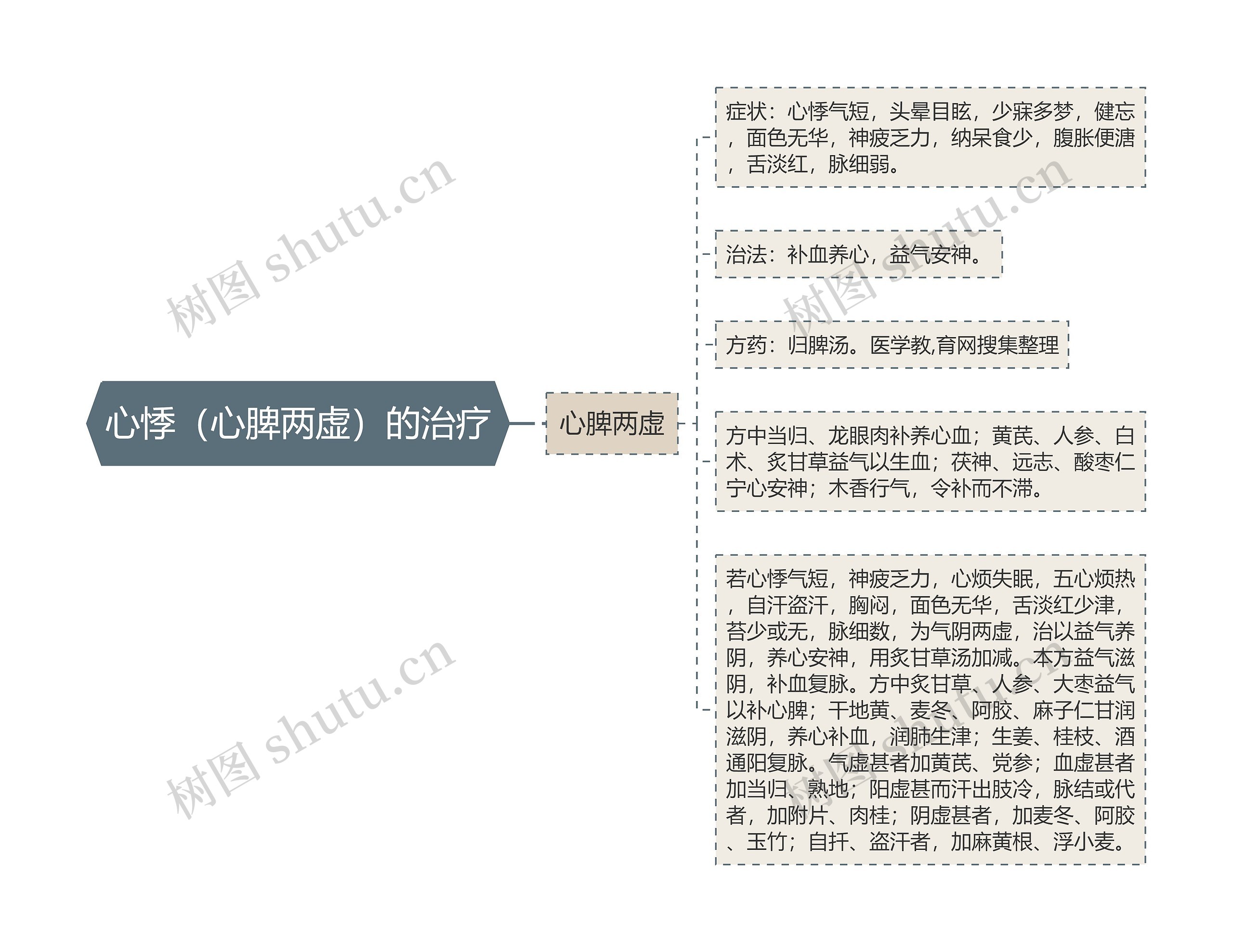 心悸（心脾两虚）的治疗思维导图