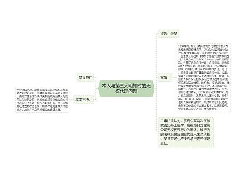 本人与第三人明知时的无权代理问题