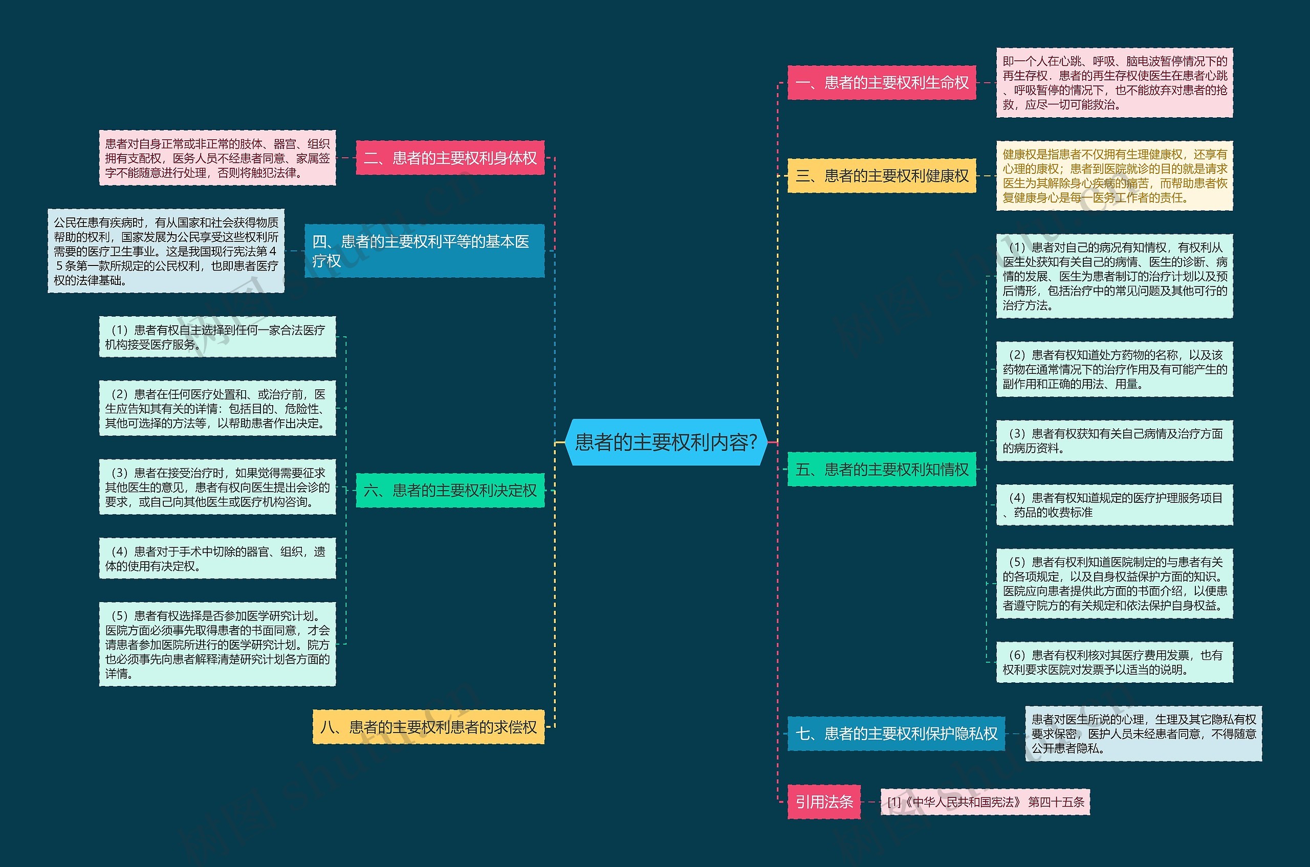 患者的主要权利内容?思维导图