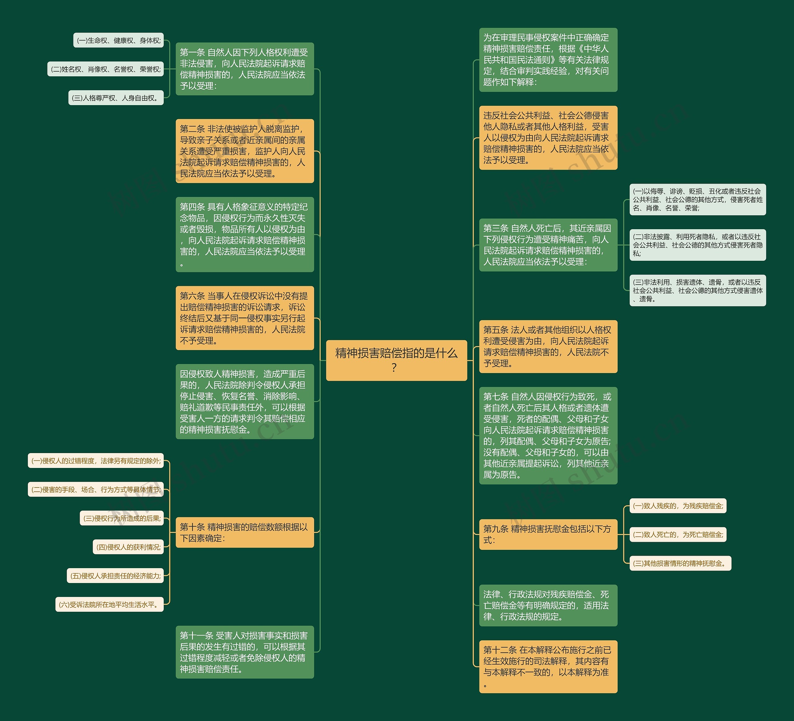 精神损害赔偿指的是什么？思维导图