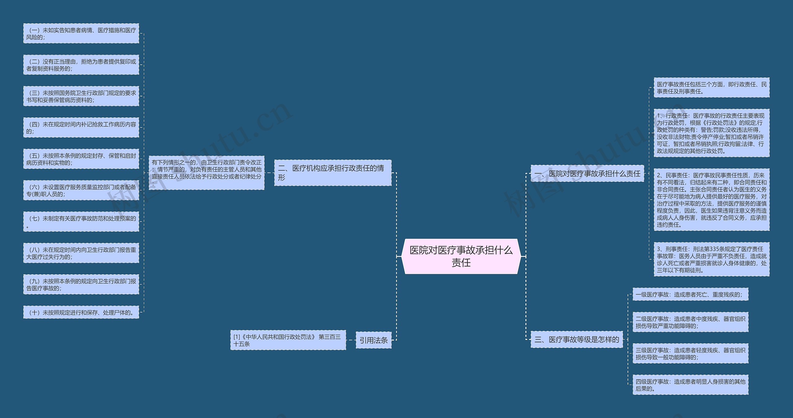 医院对医疗事故承担什么责任思维导图