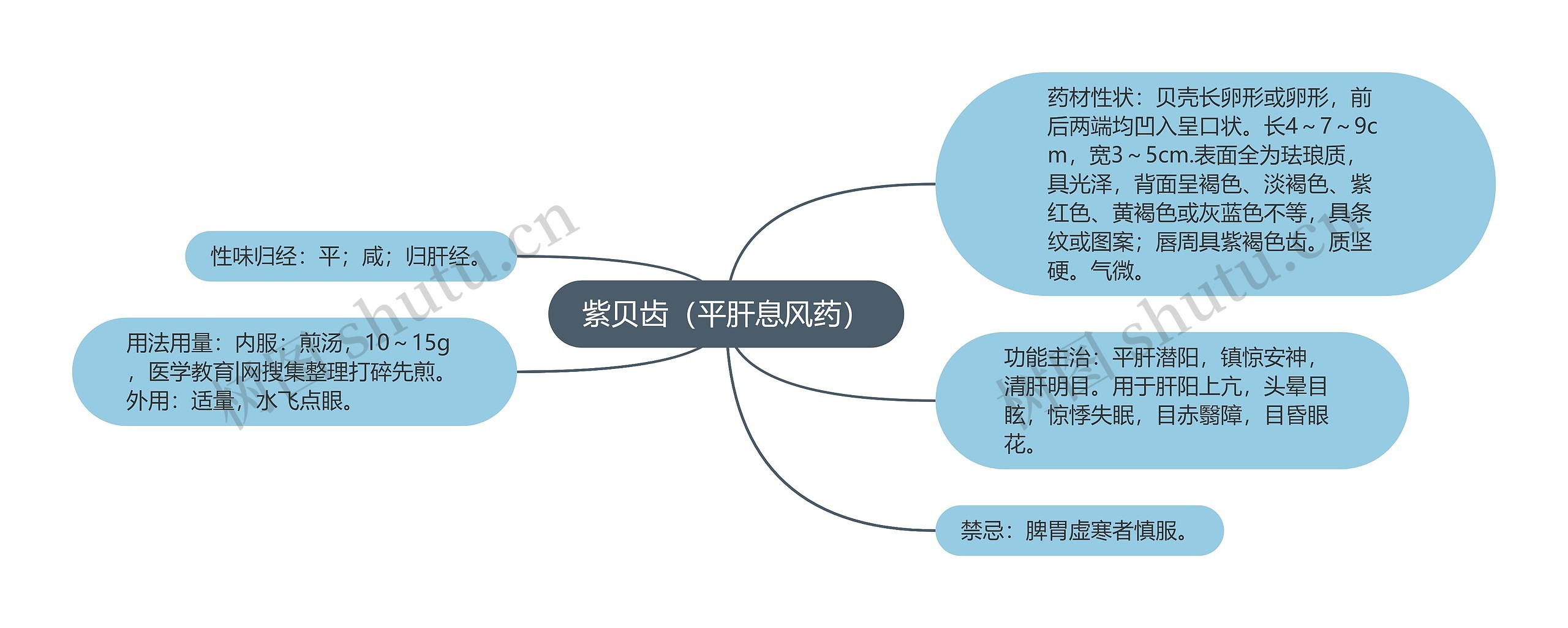 紫贝齿（平肝息风药）思维导图