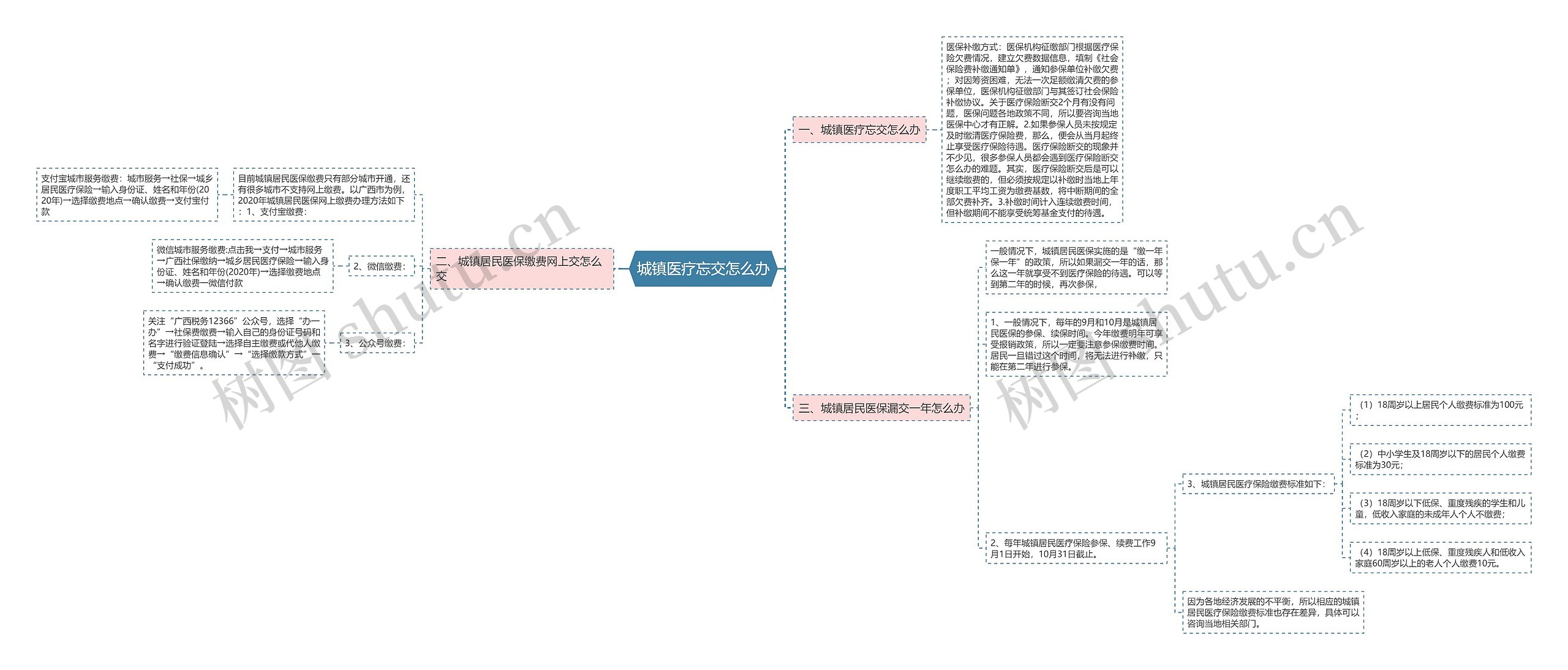 城镇医疗忘交怎么办思维导图