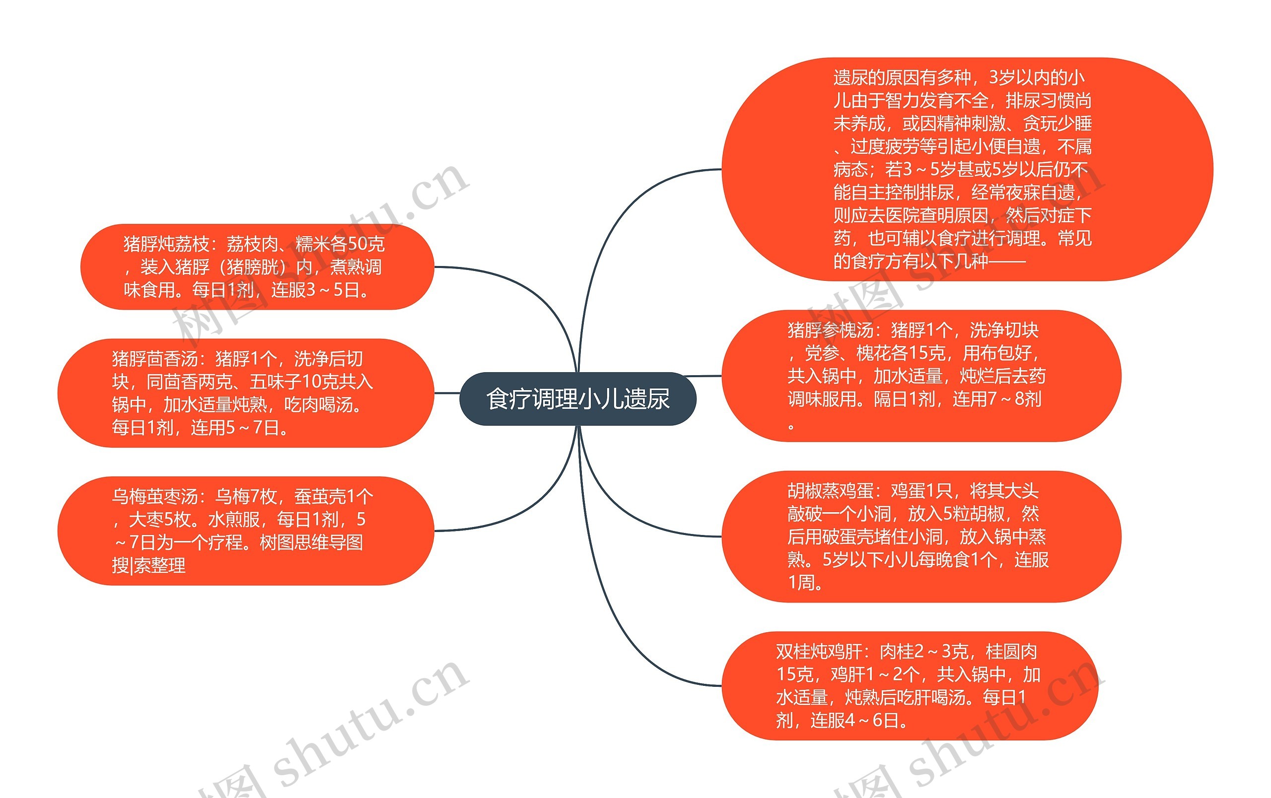 食疗调理小儿遗尿思维导图