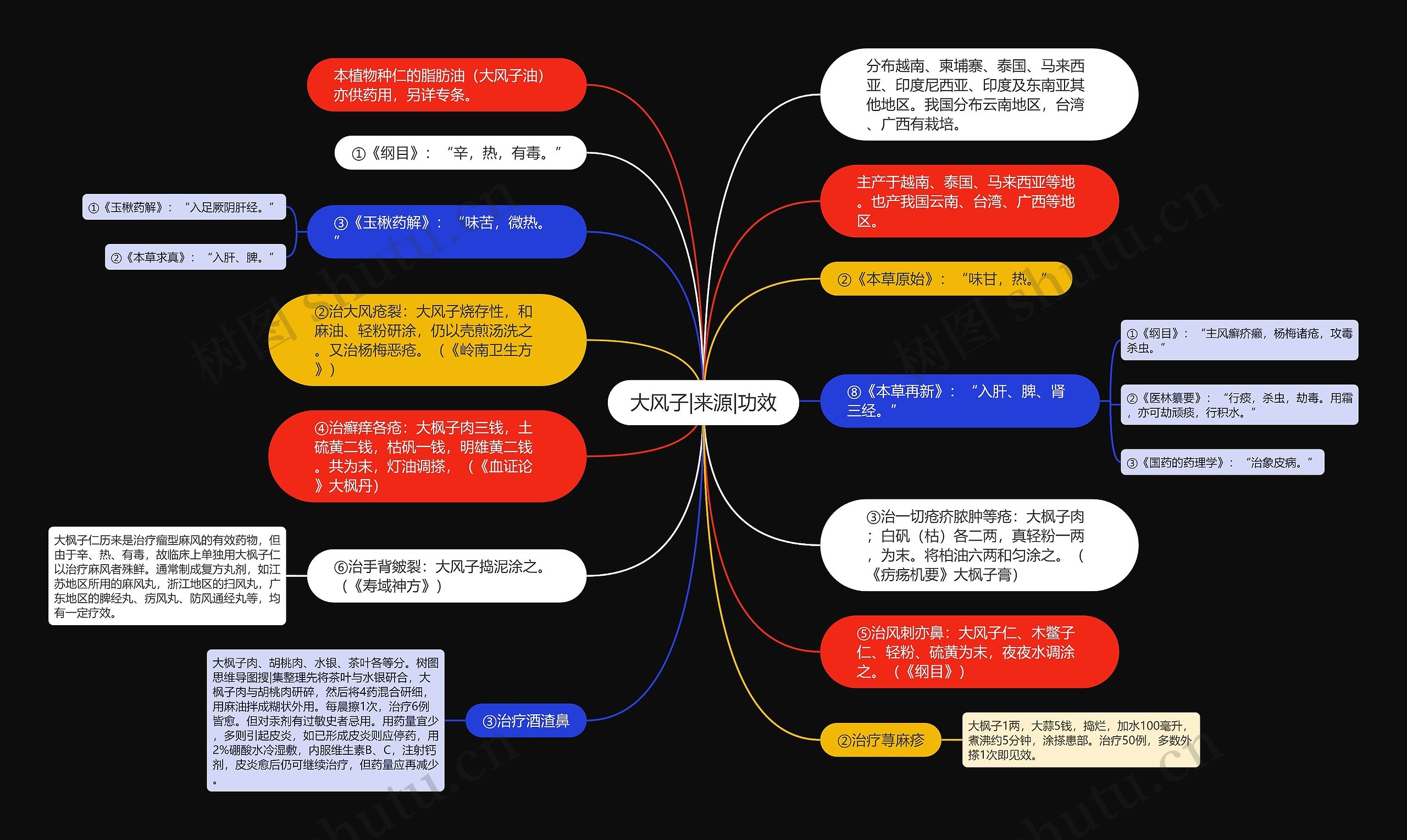 大风子|来源|功效思维导图