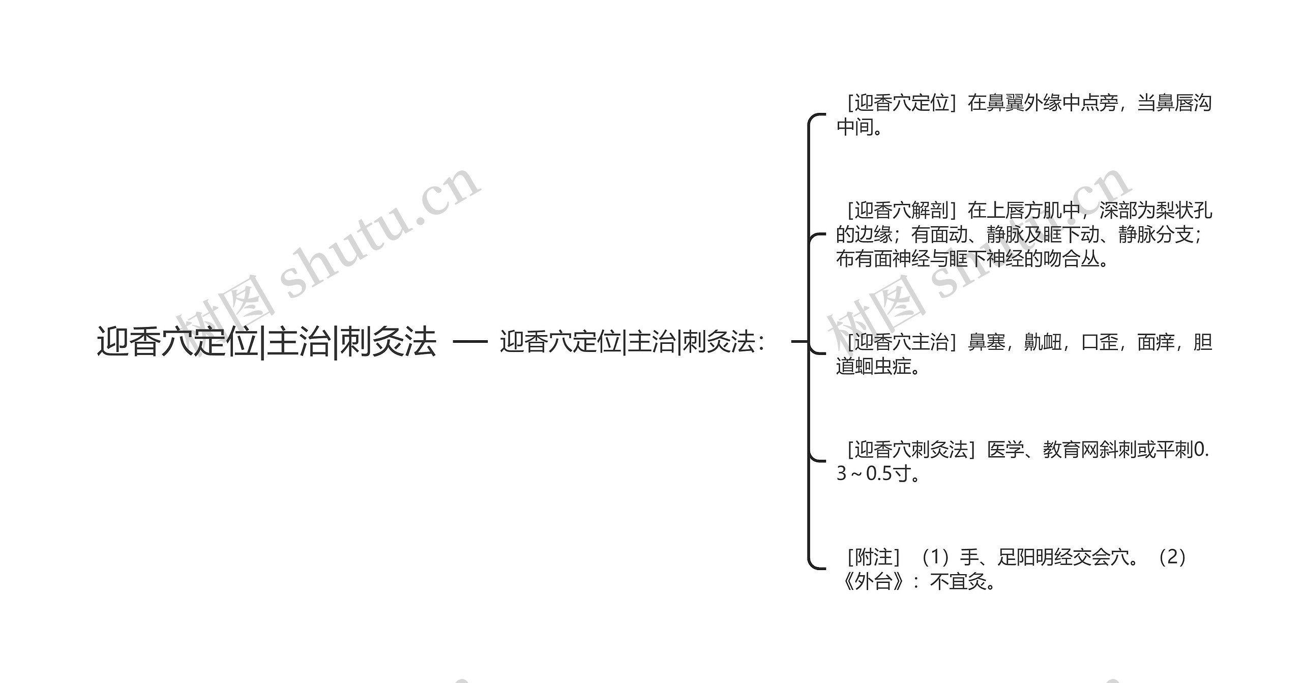 迎香穴定位|主治|刺灸法思维导图