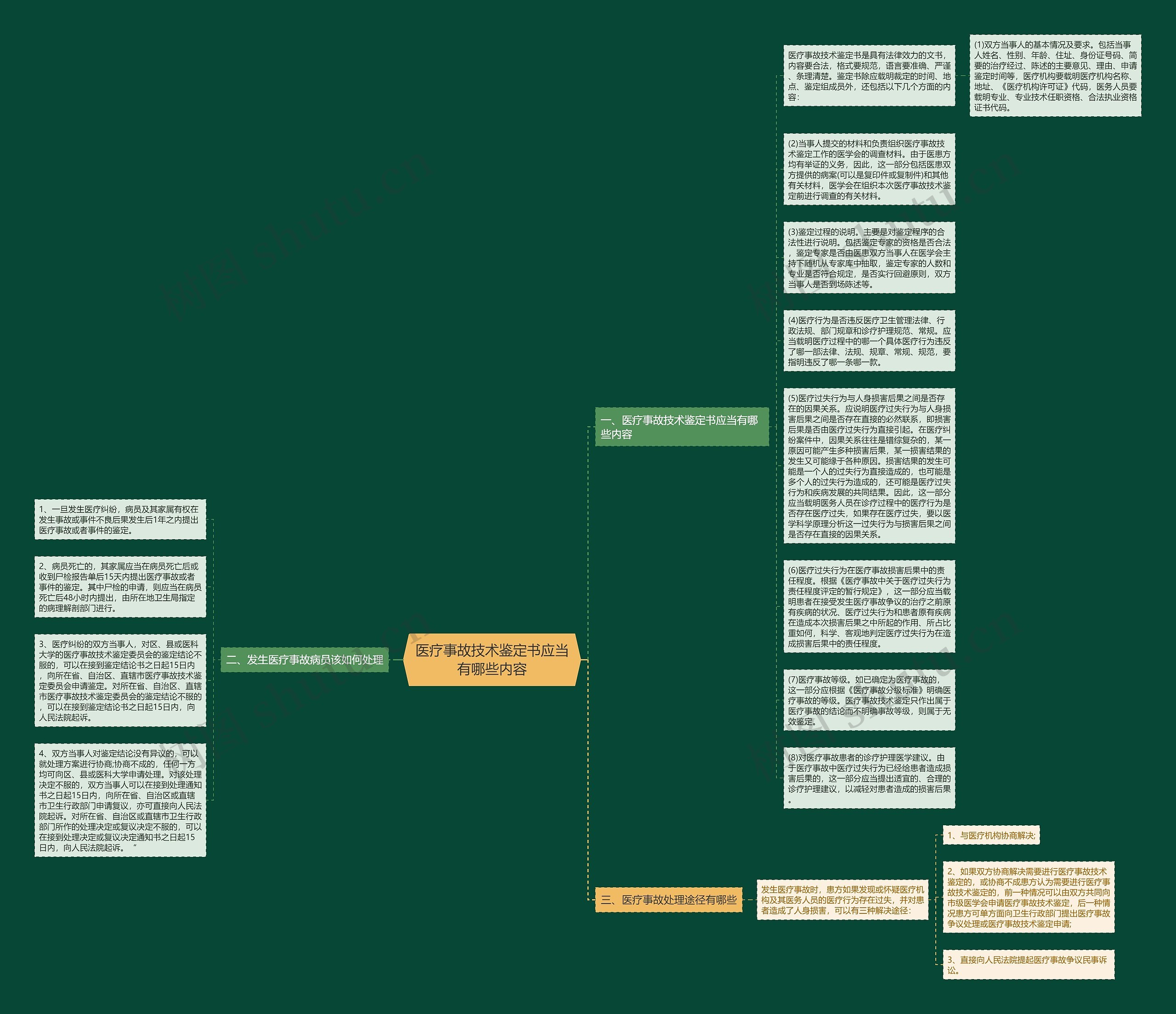 医疗事故技术鉴定书应当有哪些内容思维导图