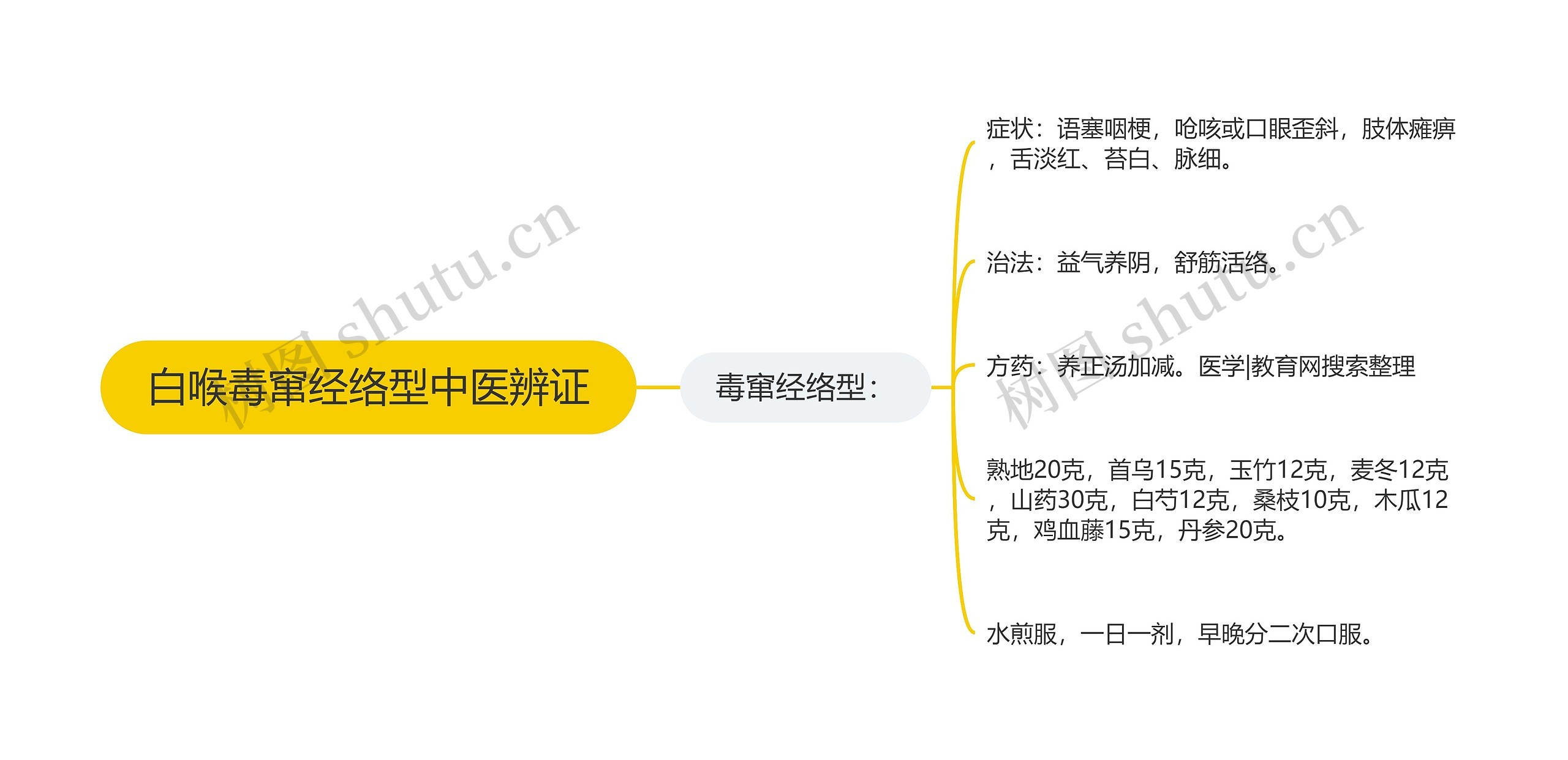 白喉毒窜经络型中医辨证思维导图