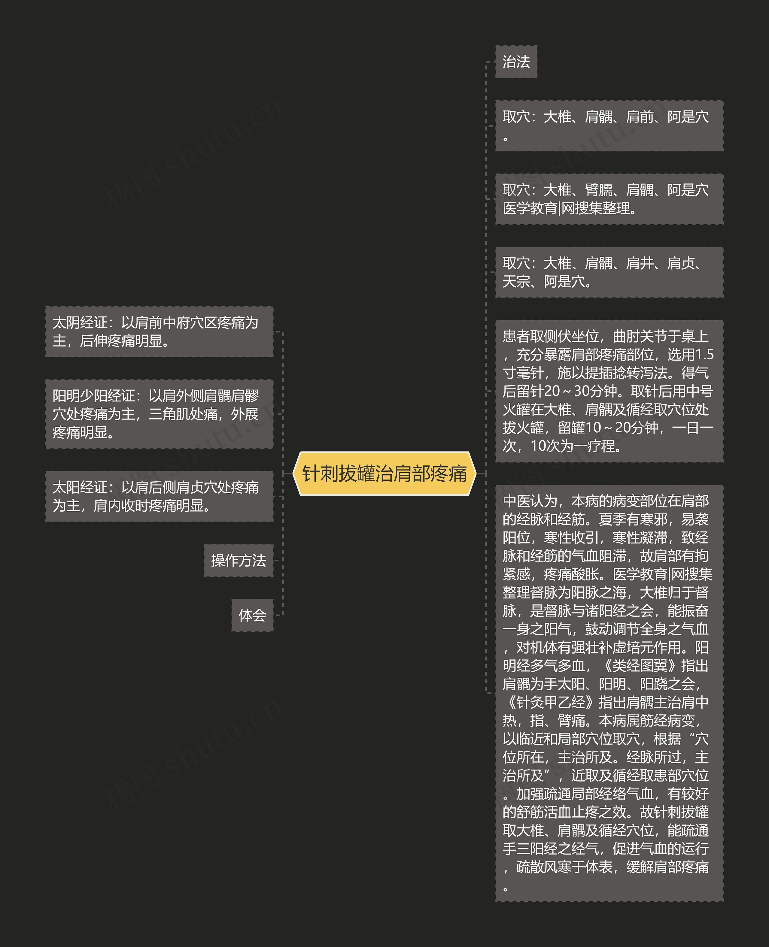 针刺拔罐治肩部疼痛思维导图