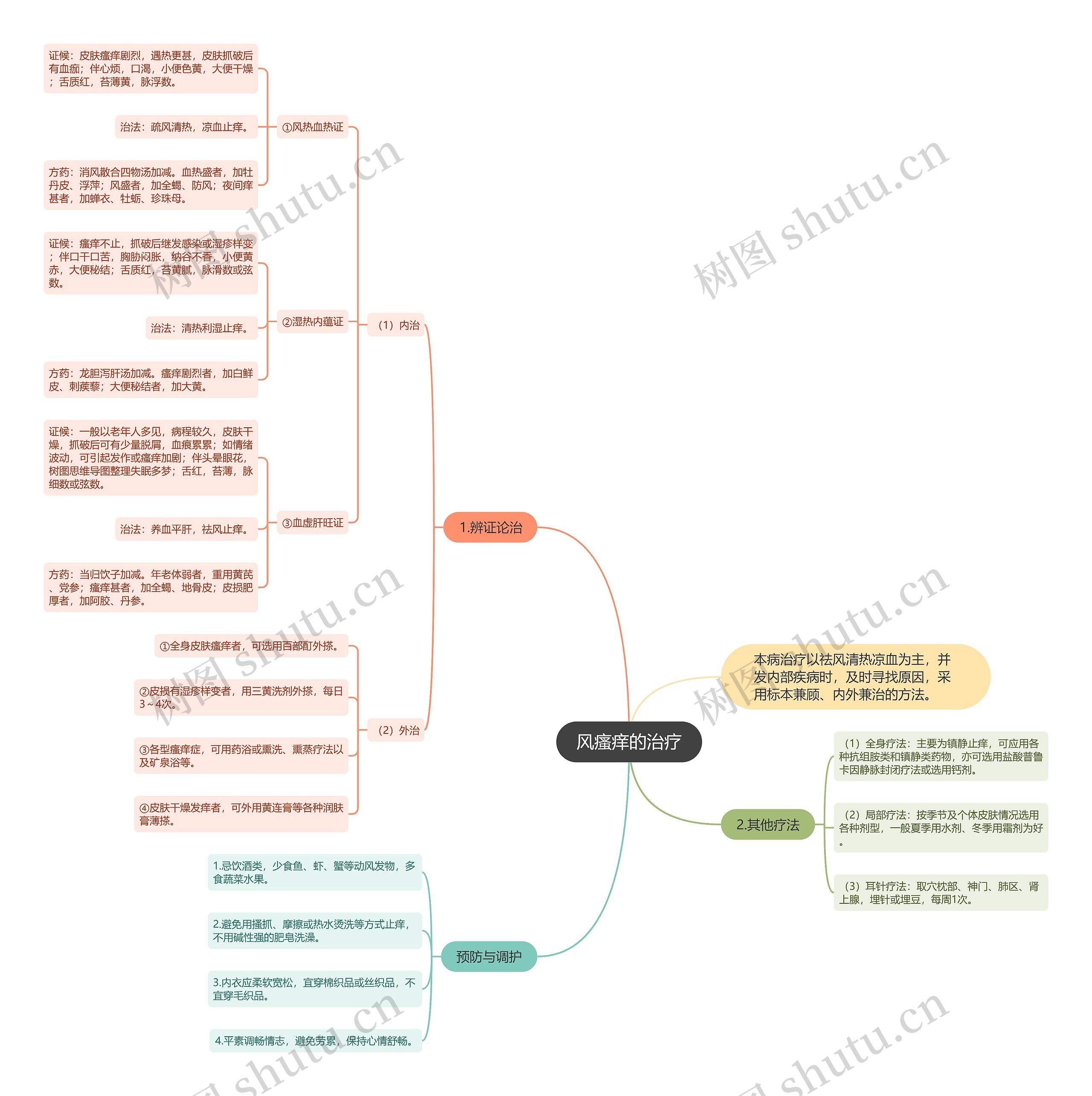风瘙痒的治疗思维导图