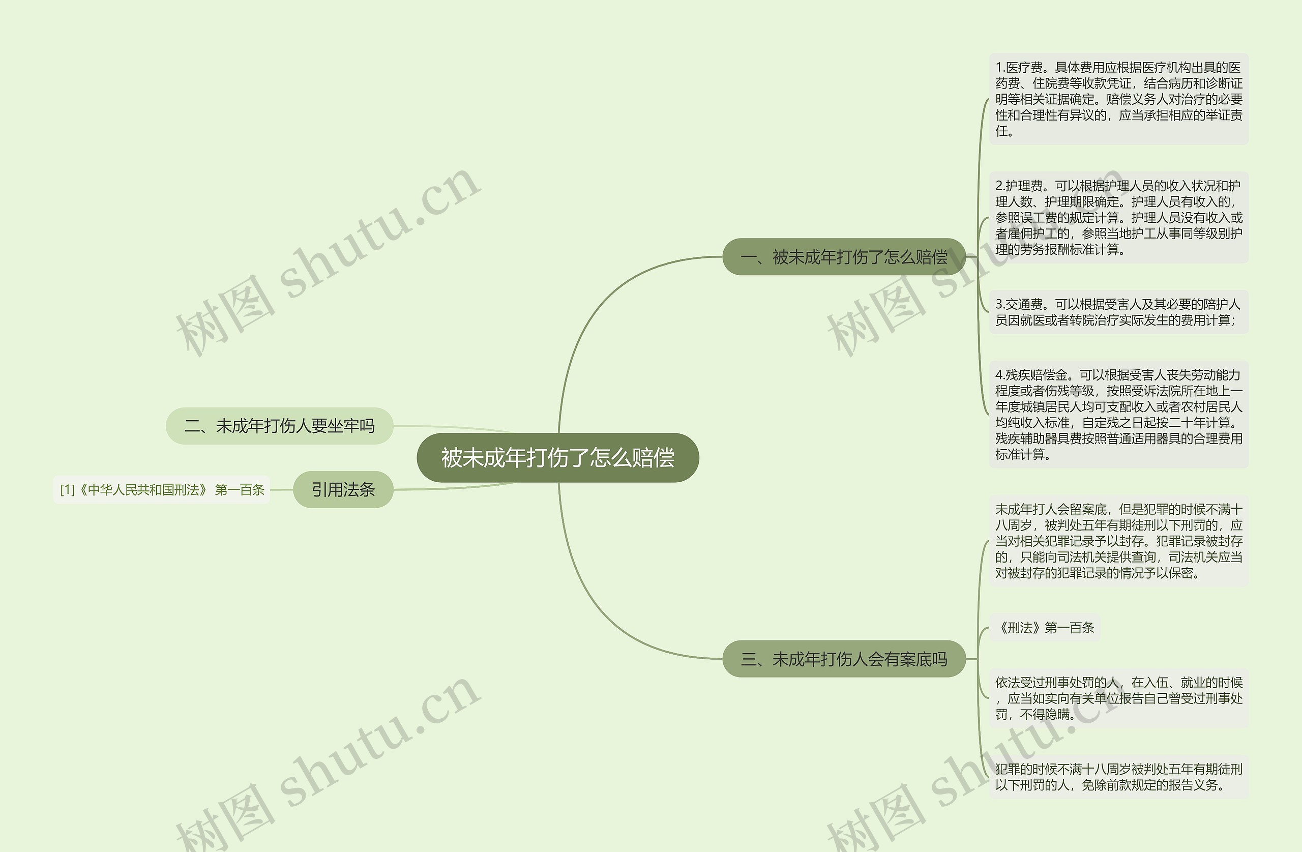 被未成年打伤了怎么赔偿思维导图