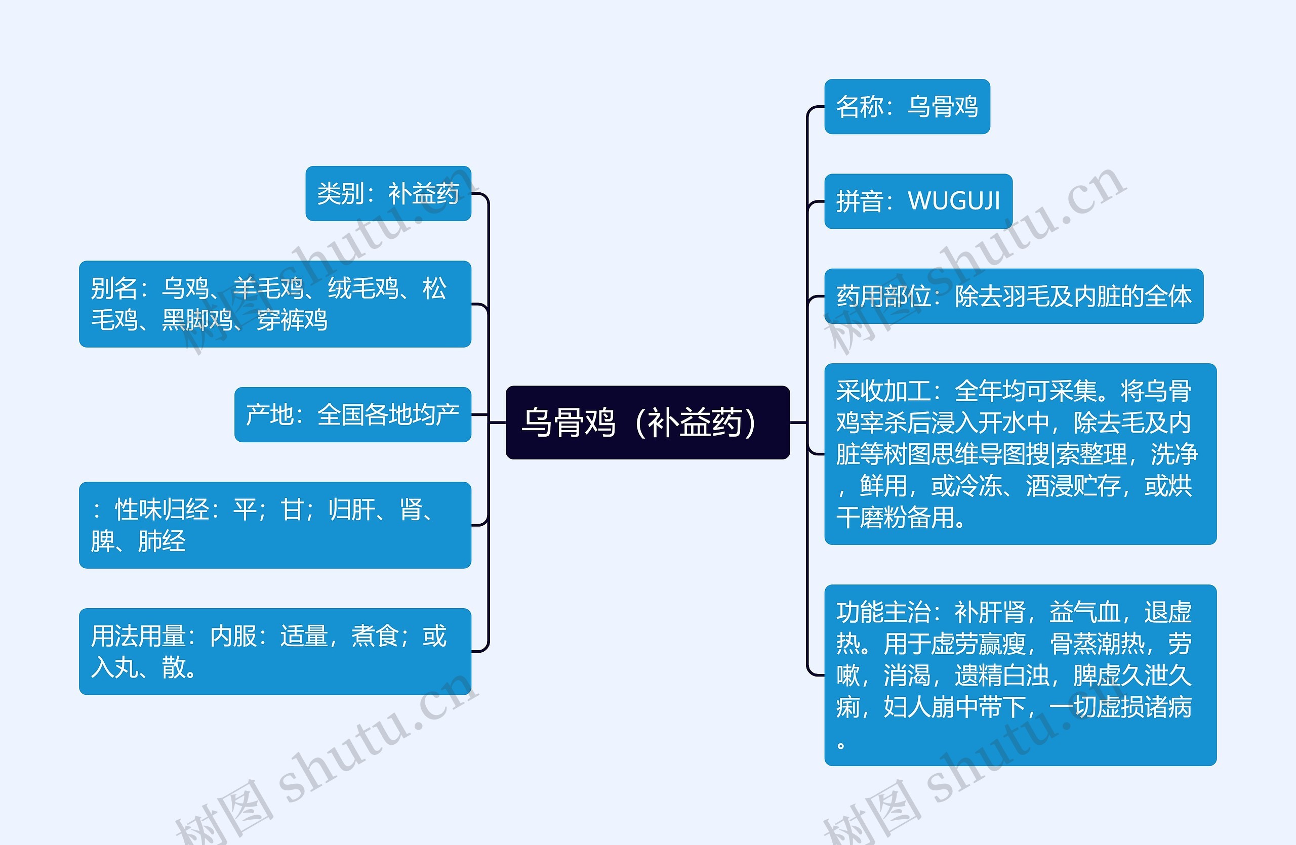 乌骨鸡（补益药）思维导图