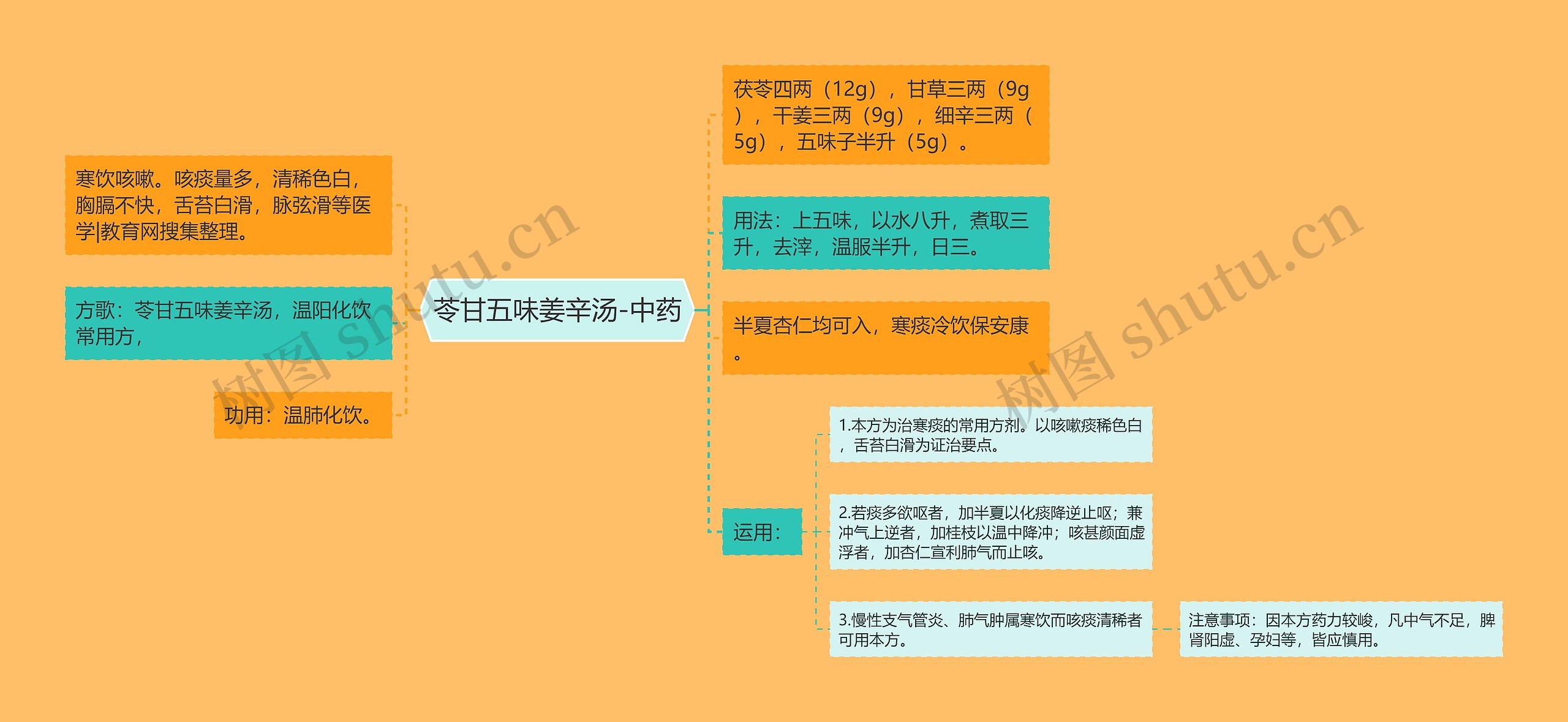 苓甘五味姜辛汤-中药思维导图