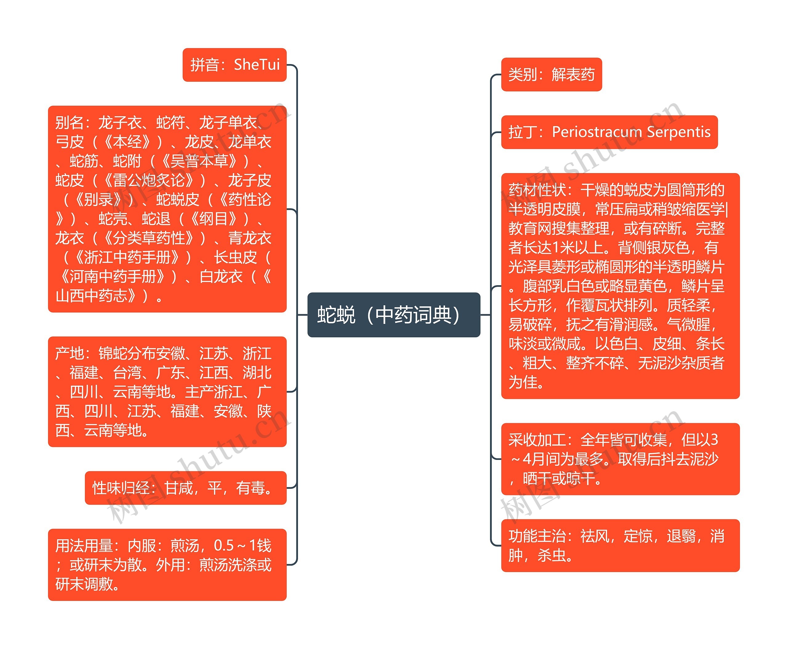 蛇蜕（中药词典）思维导图